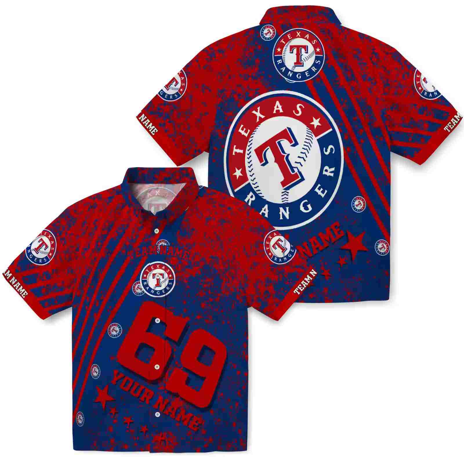 custom texas rangers star stripes blue hawaiian shirt high quality