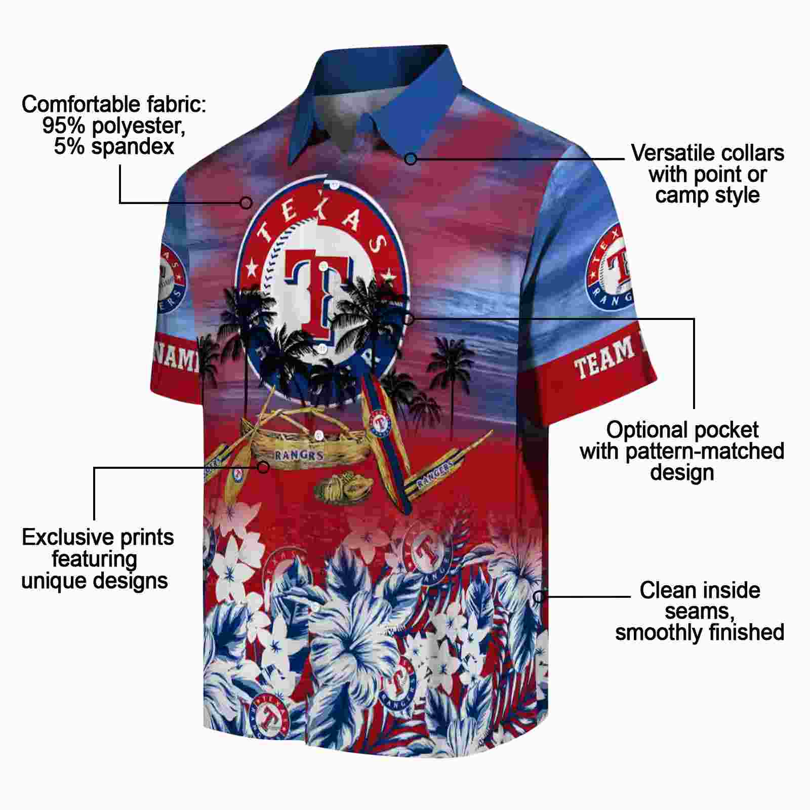 custom texas rangers tropical canoe blue hawaiian shirt new arrival