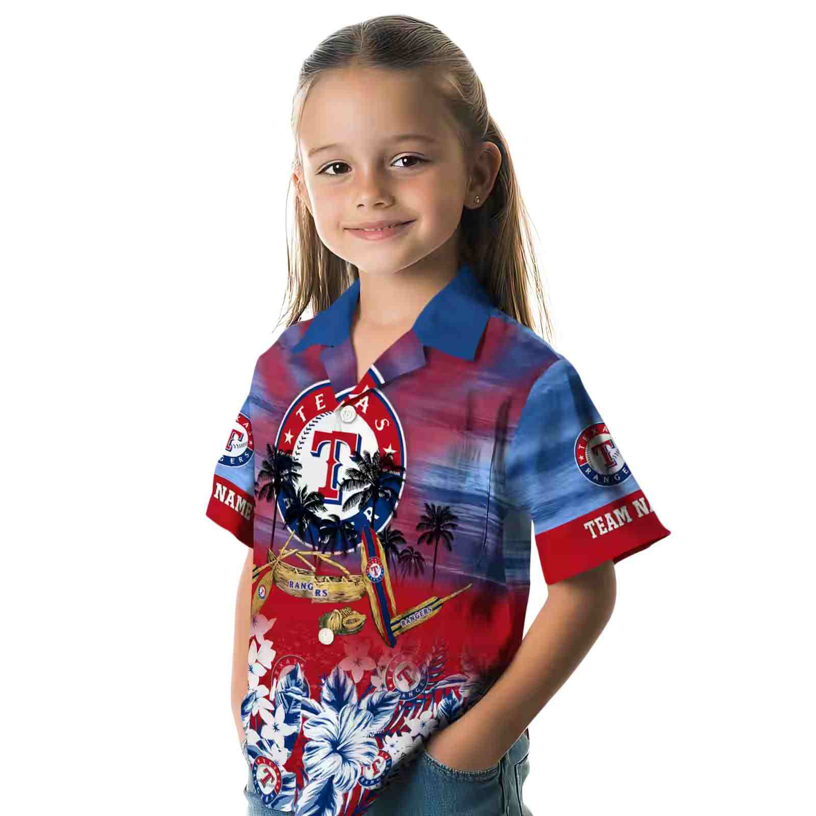 custom texas rangers tropical canoe blue hawaiian shirt premium grade