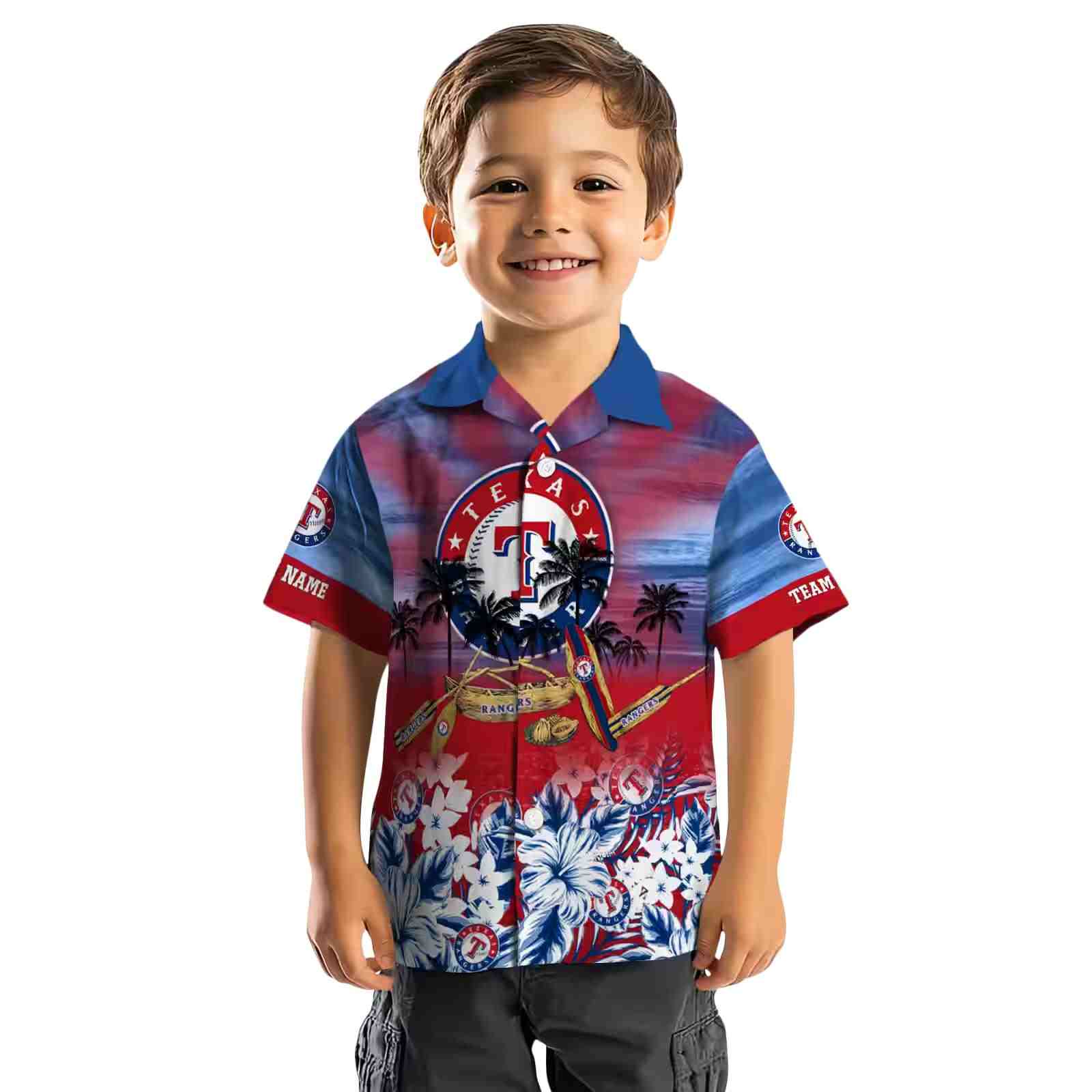 custom texas rangers tropical canoe blue hawaiian shirt top rated