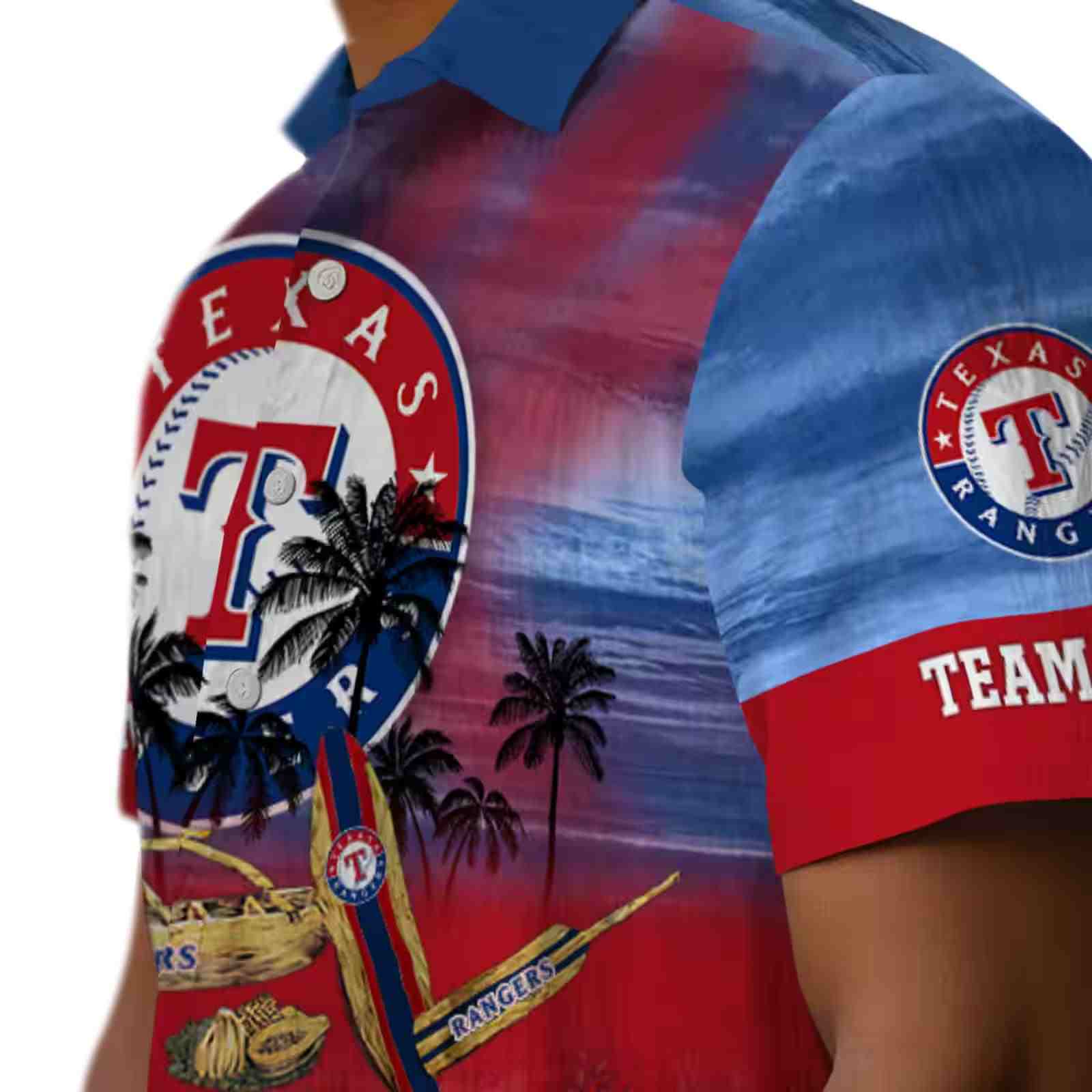 custom texas rangers tropical canoe blue hawaiian shirt trendy