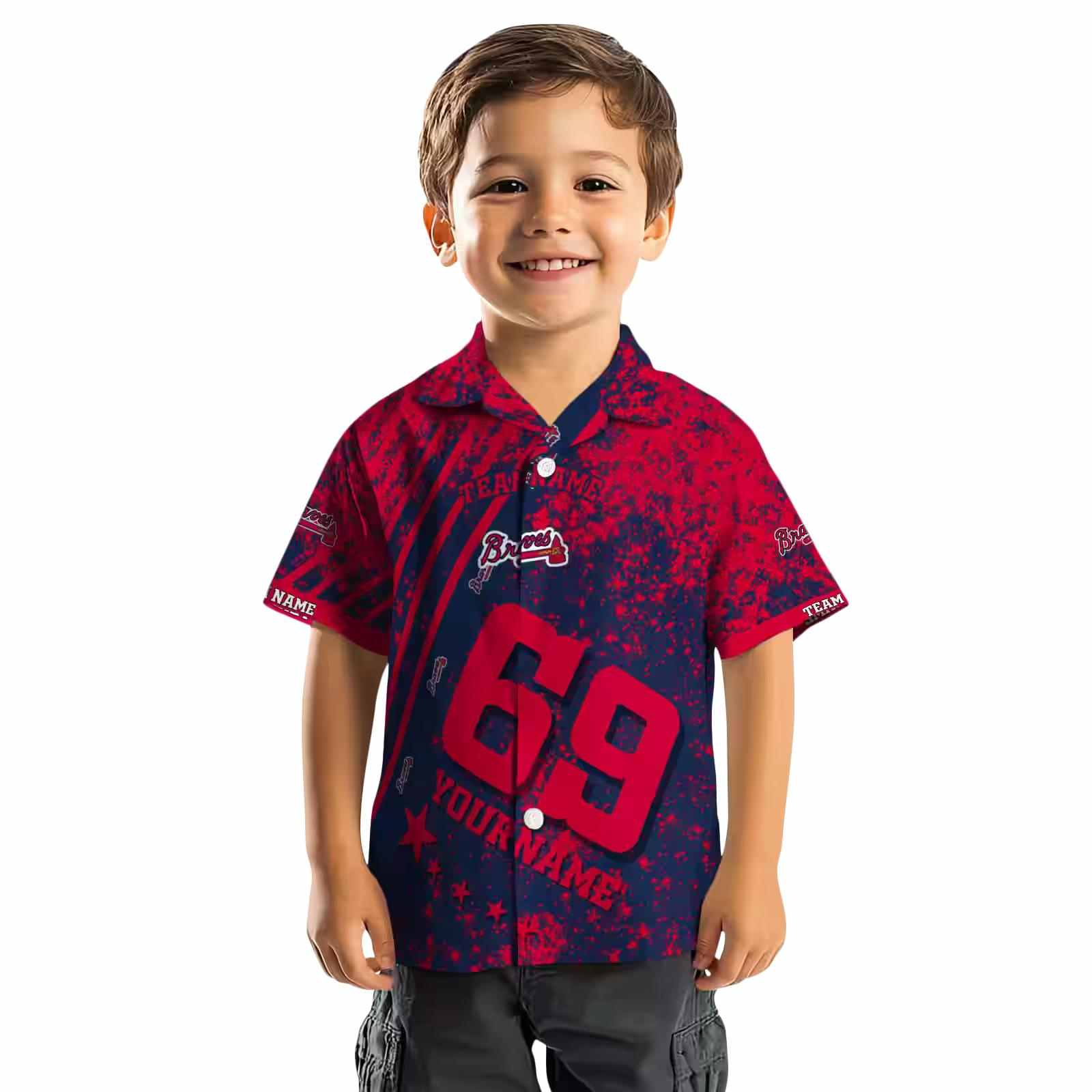 customized atlanta braves star stripes navy hawaiian shirt top rated