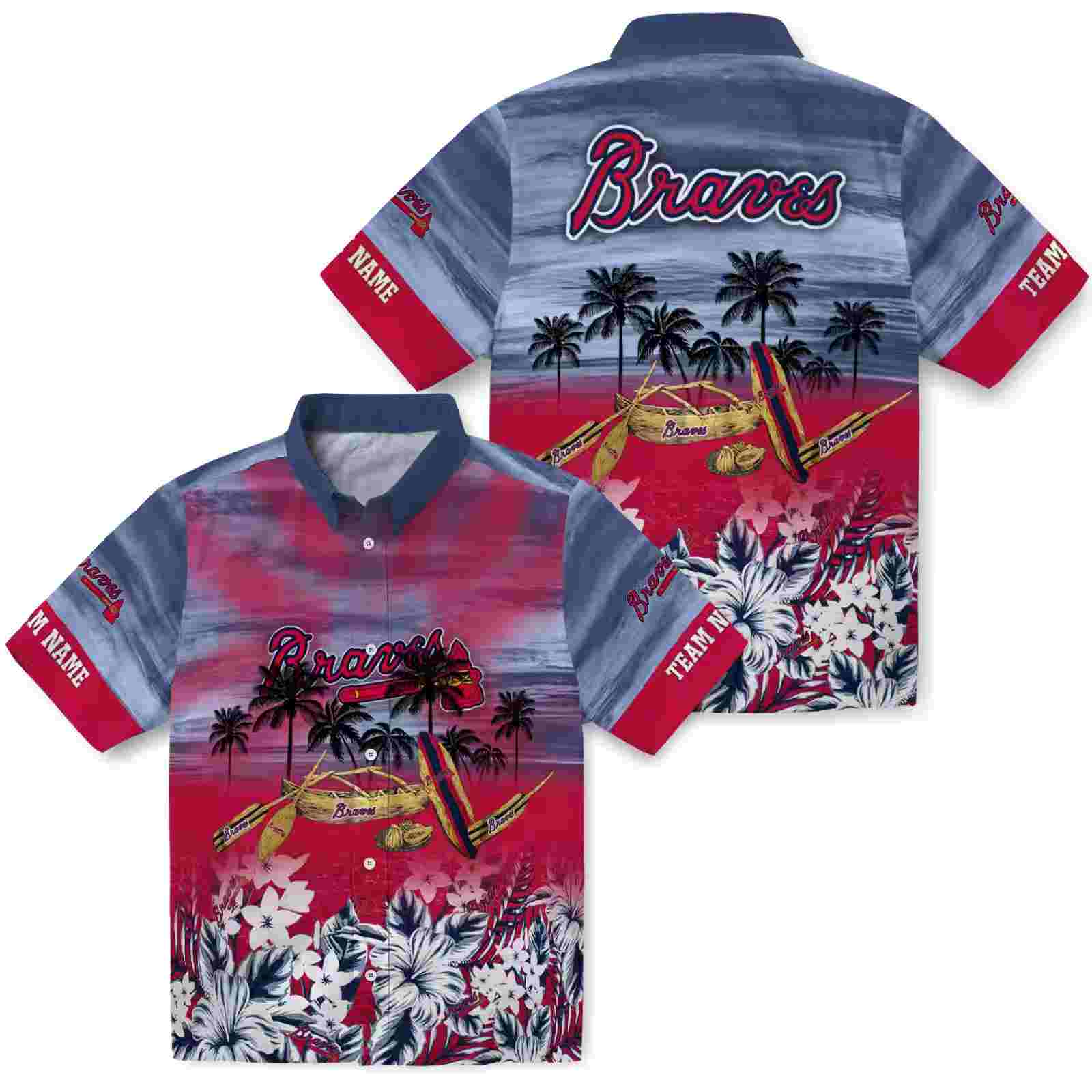 customized atlanta braves tropical canoe navy hawaiian shirt high quality