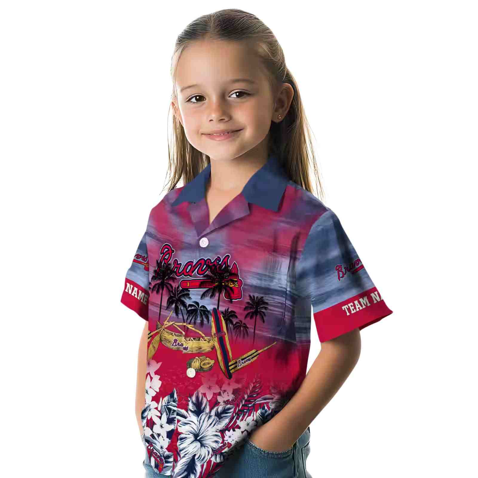 customized atlanta braves tropical canoe navy hawaiian shirt premium grade