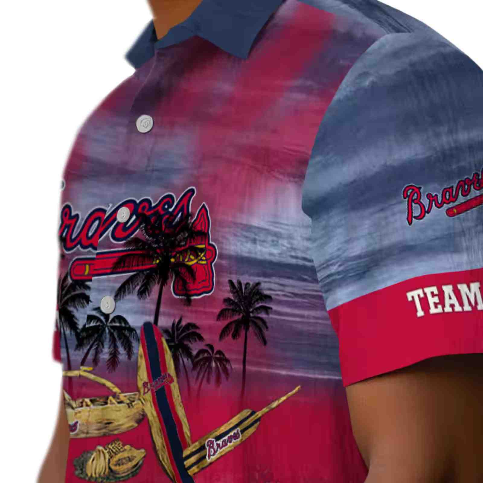 customized atlanta braves tropical canoe navy hawaiian shirt trendy