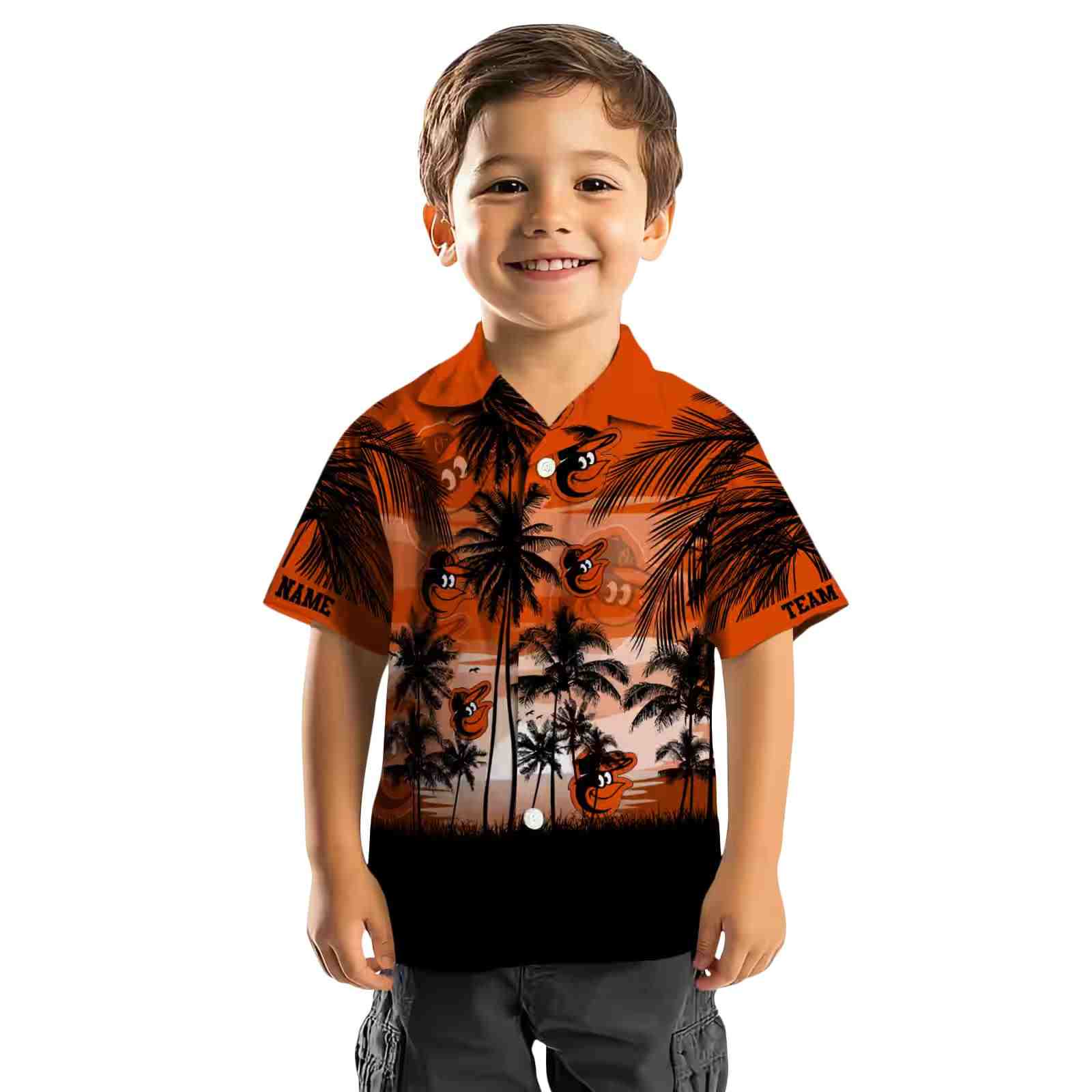 customized baltimore orioles sunset scene orange black hawaiian shirt top rated