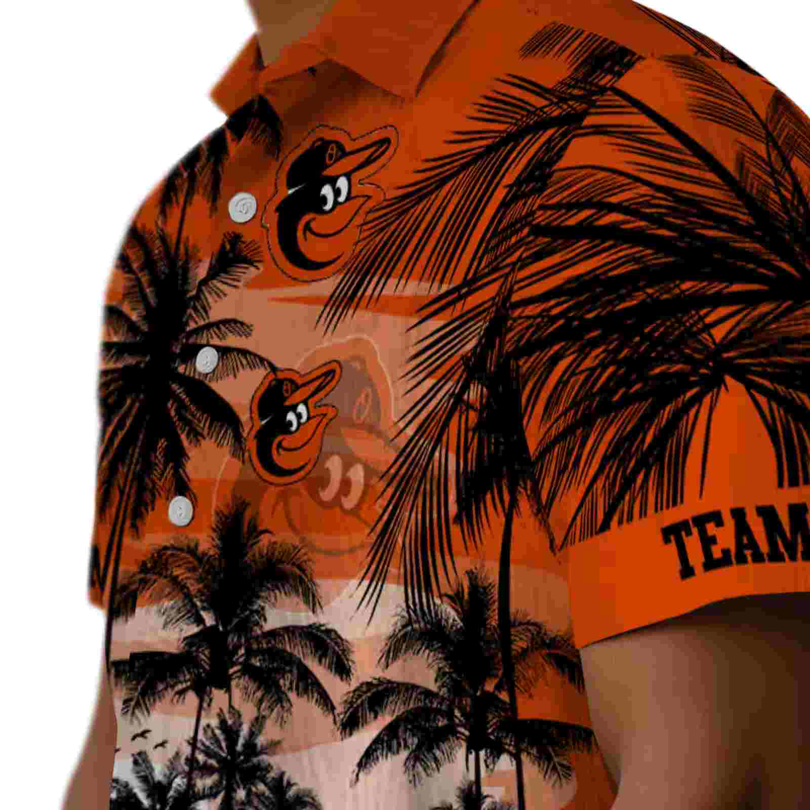 customized baltimore orioles sunset scene orange black hawaiian shirt trendy