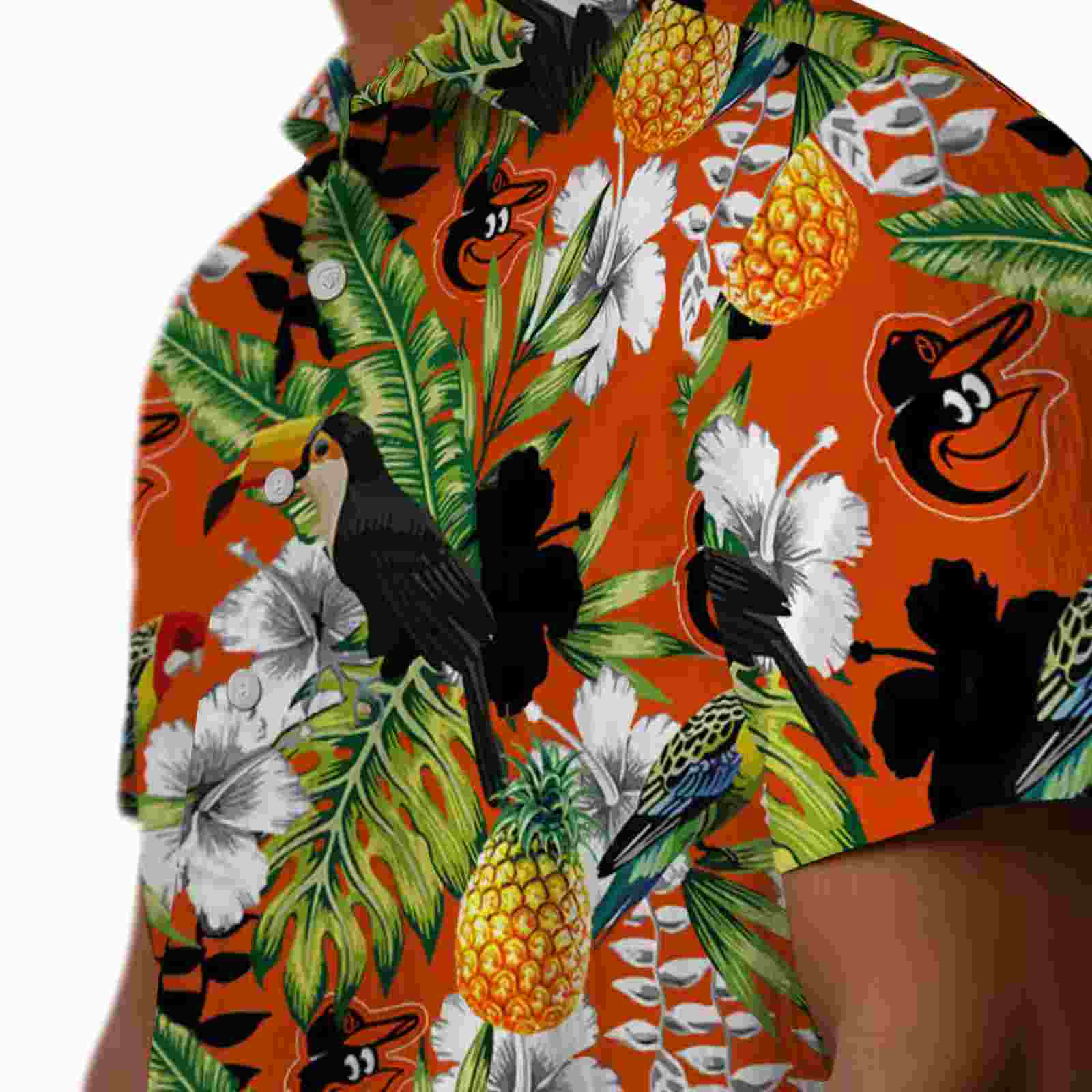 customized baltimore orioles tropical toucan orange green hawaiian shirt trendy