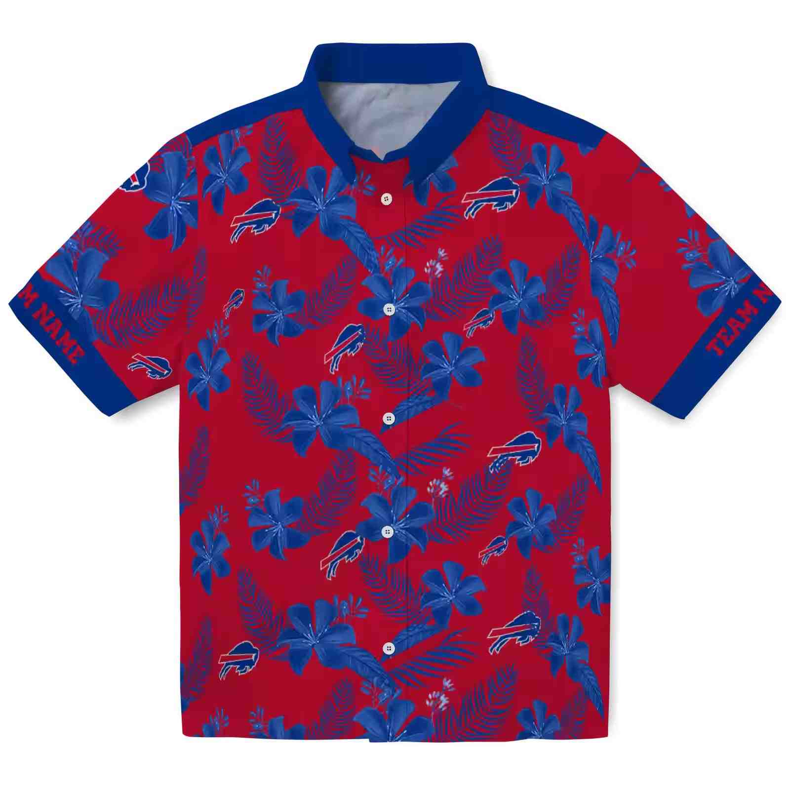 Customized Buffalo Bills Botanical Print Red Hawaiian Shirt