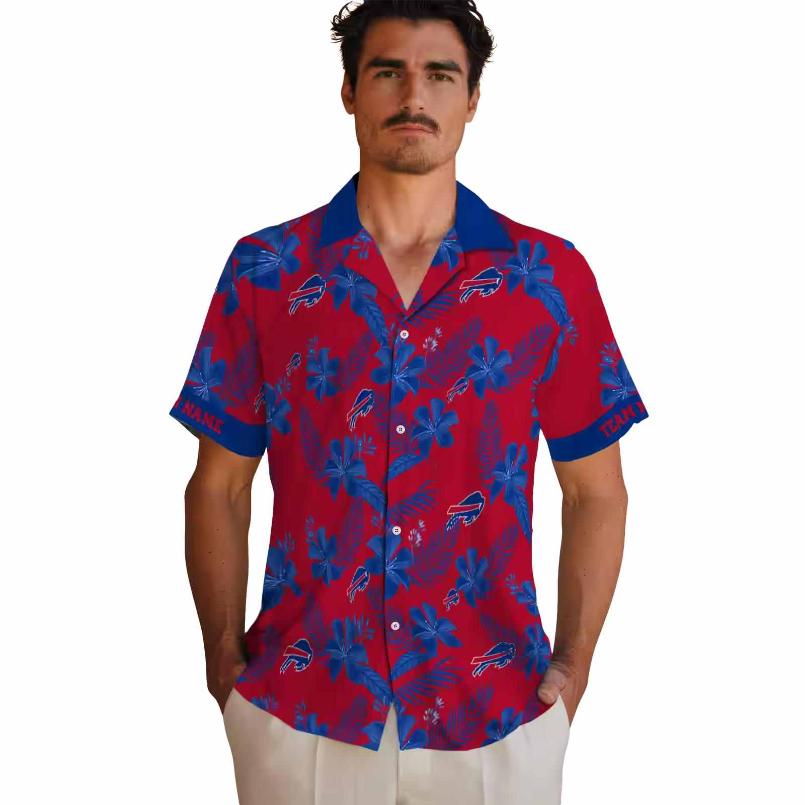 customized buffalo bills botanical print red hawaiian shirt fashion forward