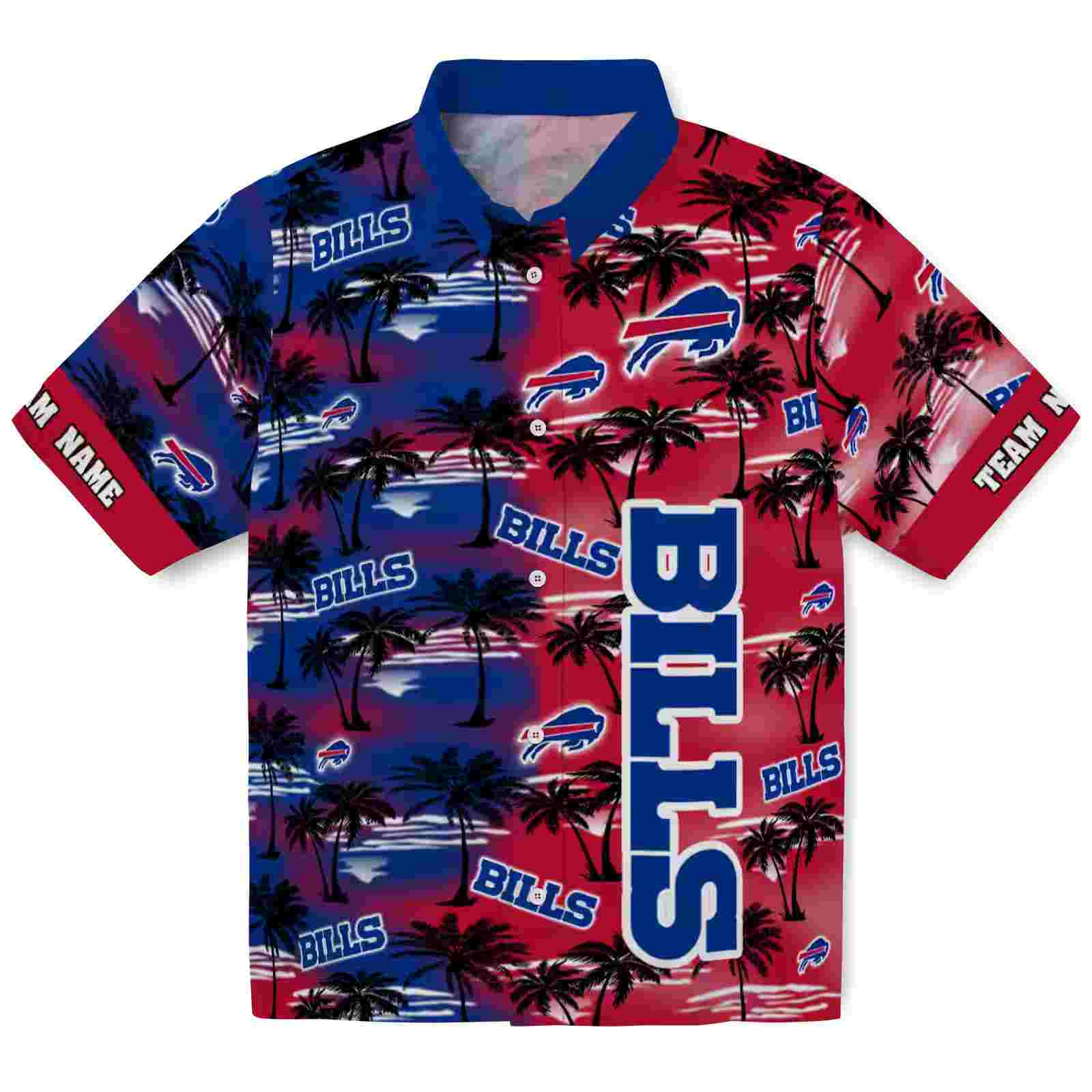 Customized Buffalo Bills Palm Silhouettes Blue Hawaiian Shirt