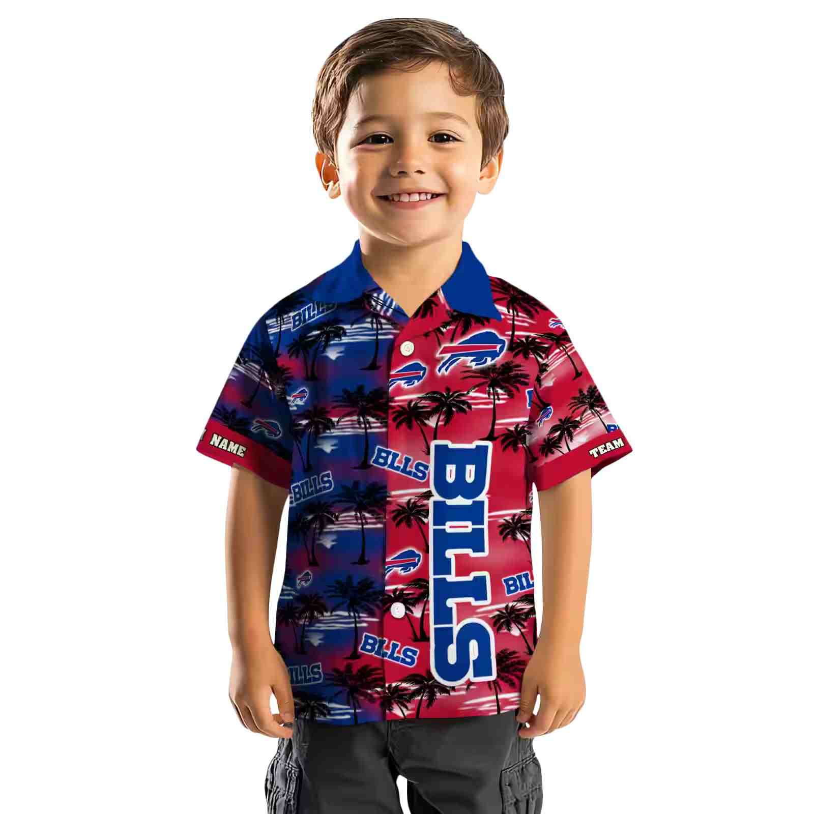 customized buffalo bills palm silhouettes blue hawaiian shirt top rated