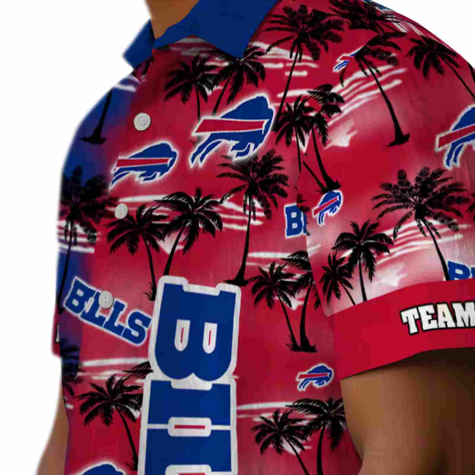 customized buffalo bills palm silhouettes blue hawaiian shirt trendy