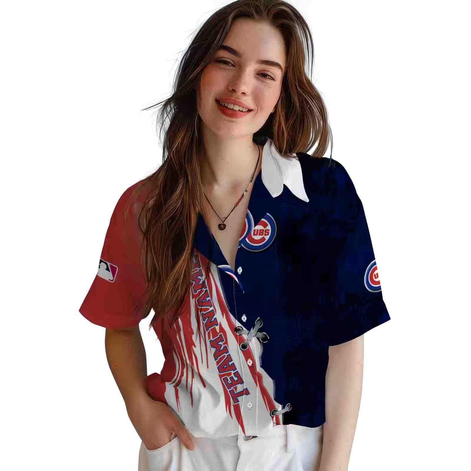 customized chicago cubs edgy streaks blue white hawaiian shirt latest model