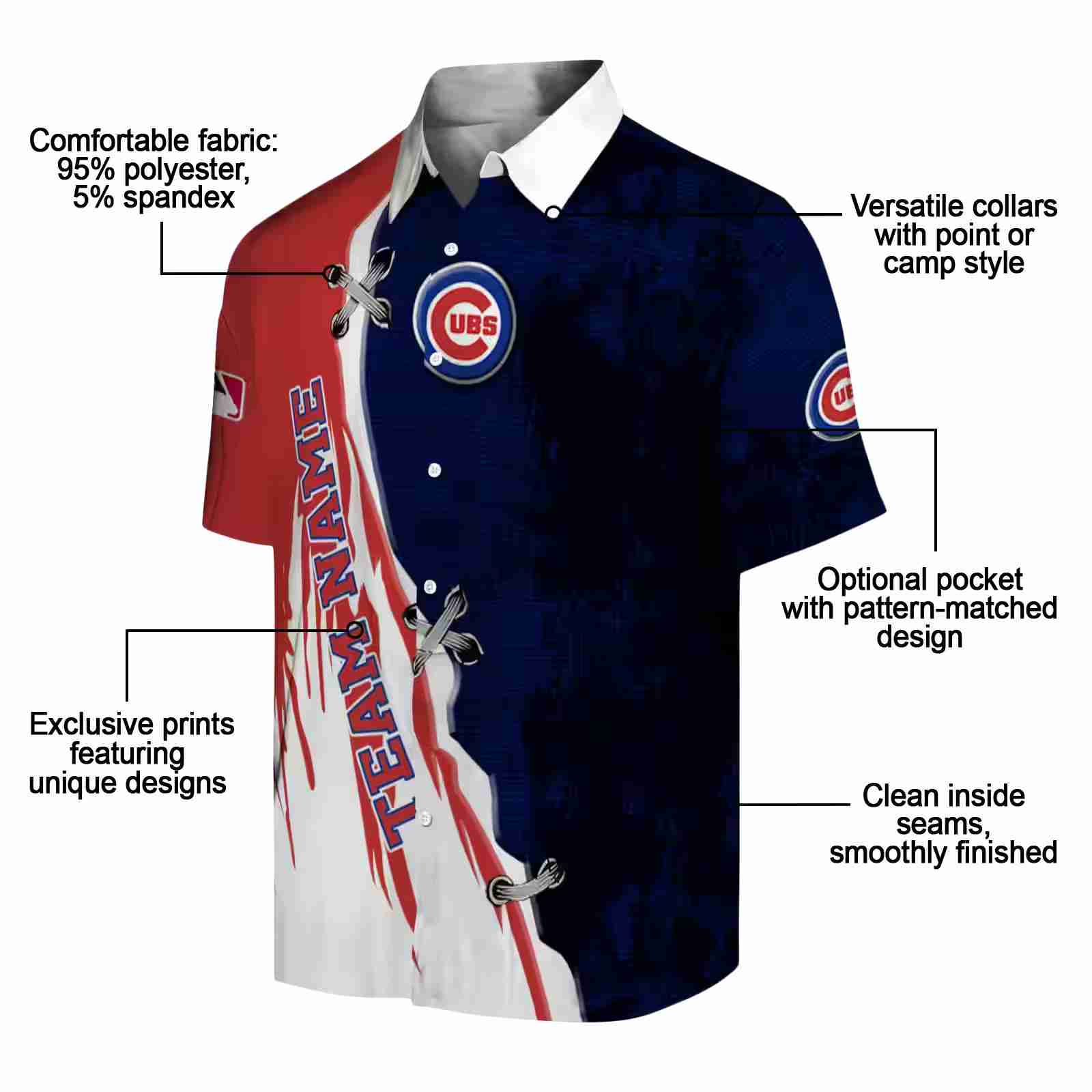 customized chicago cubs edgy streaks blue white hawaiian shirt new arrival