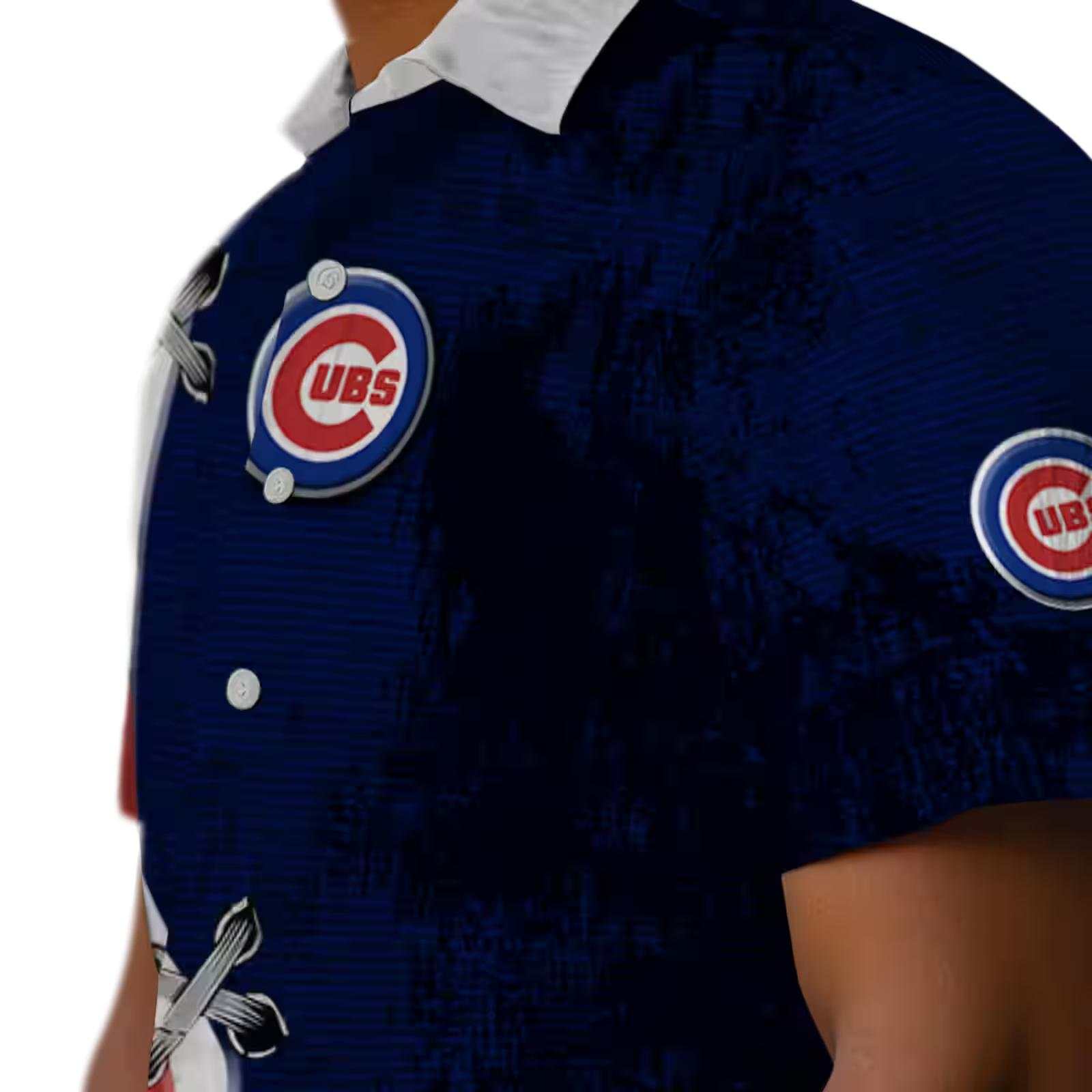 customized chicago cubs edgy streaks blue white hawaiian shirt trendy