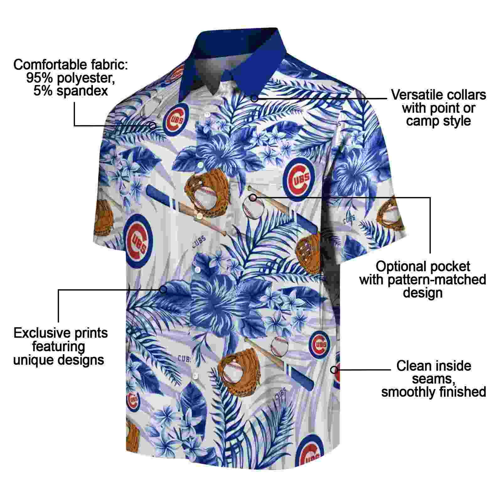 customized chicago cubs floral baseball blue white hawaiian shirt new arrival