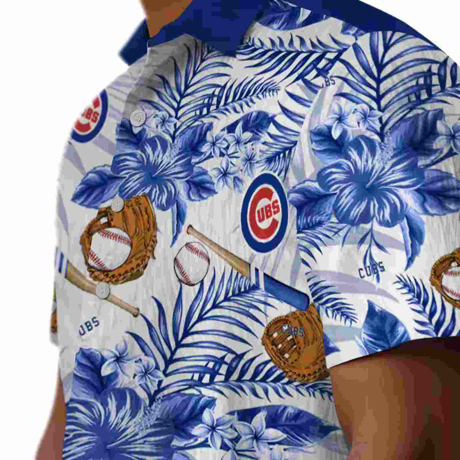 customized chicago cubs floral baseball blue white hawaiian shirt trendy