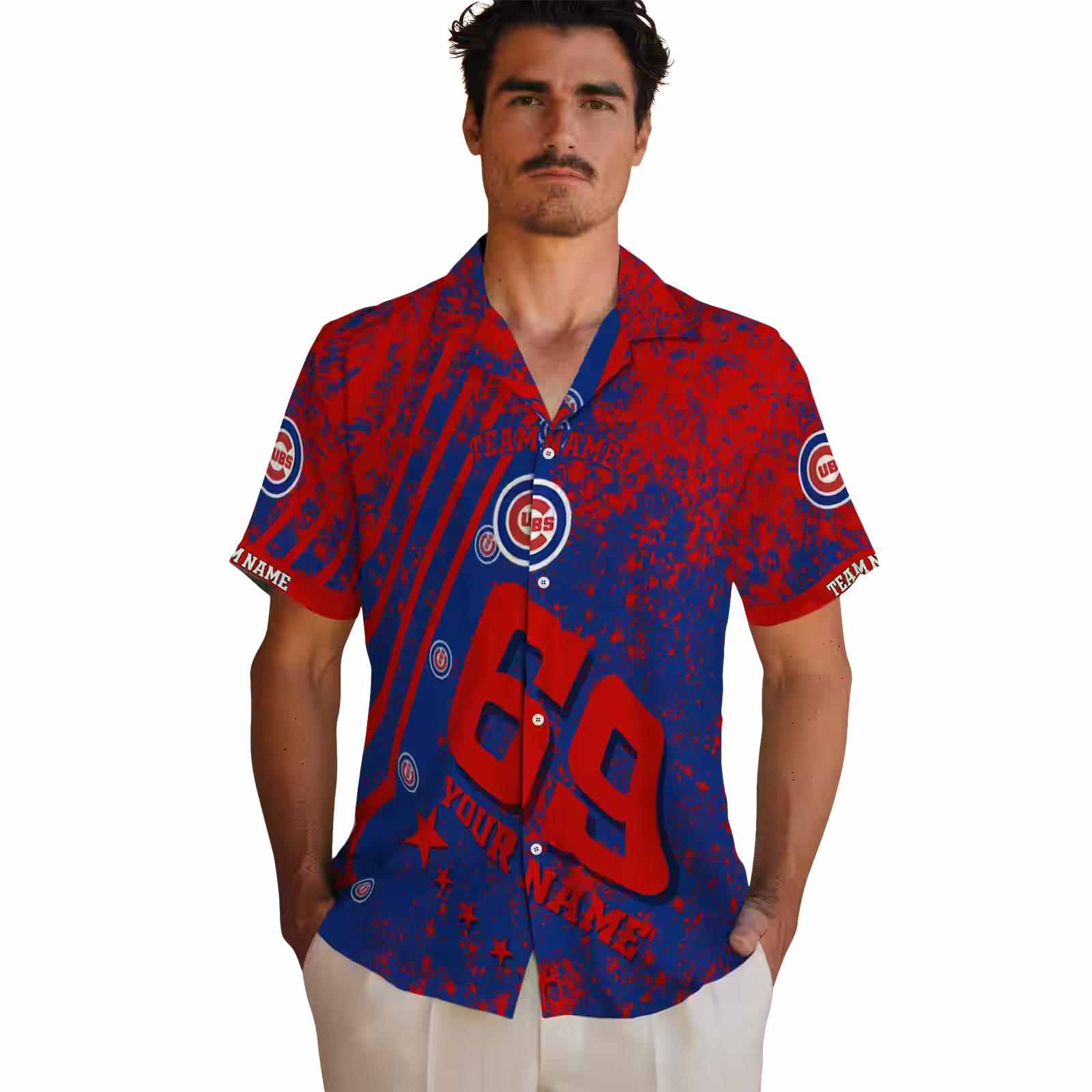 customized chicago cubs star stripes blue hawaiian shirt fashion forward