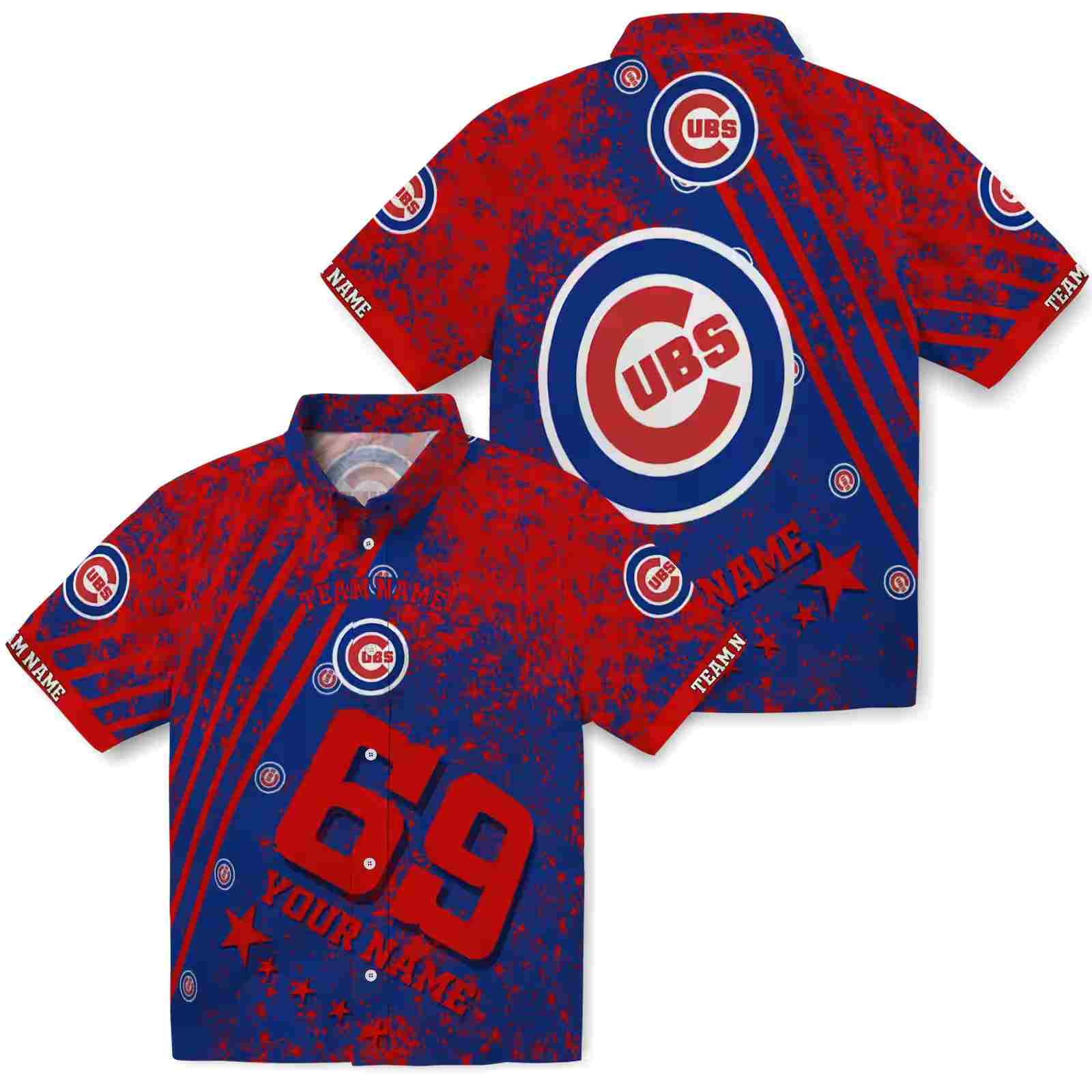 customized chicago cubs star stripes blue hawaiian shirt high quality