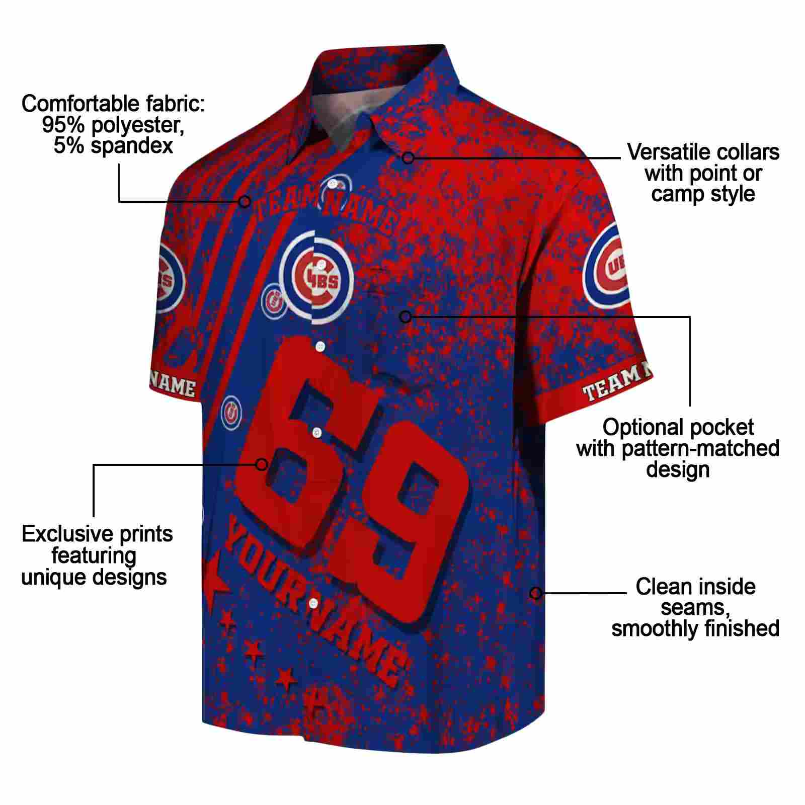 customized chicago cubs star stripes blue hawaiian shirt new arrival