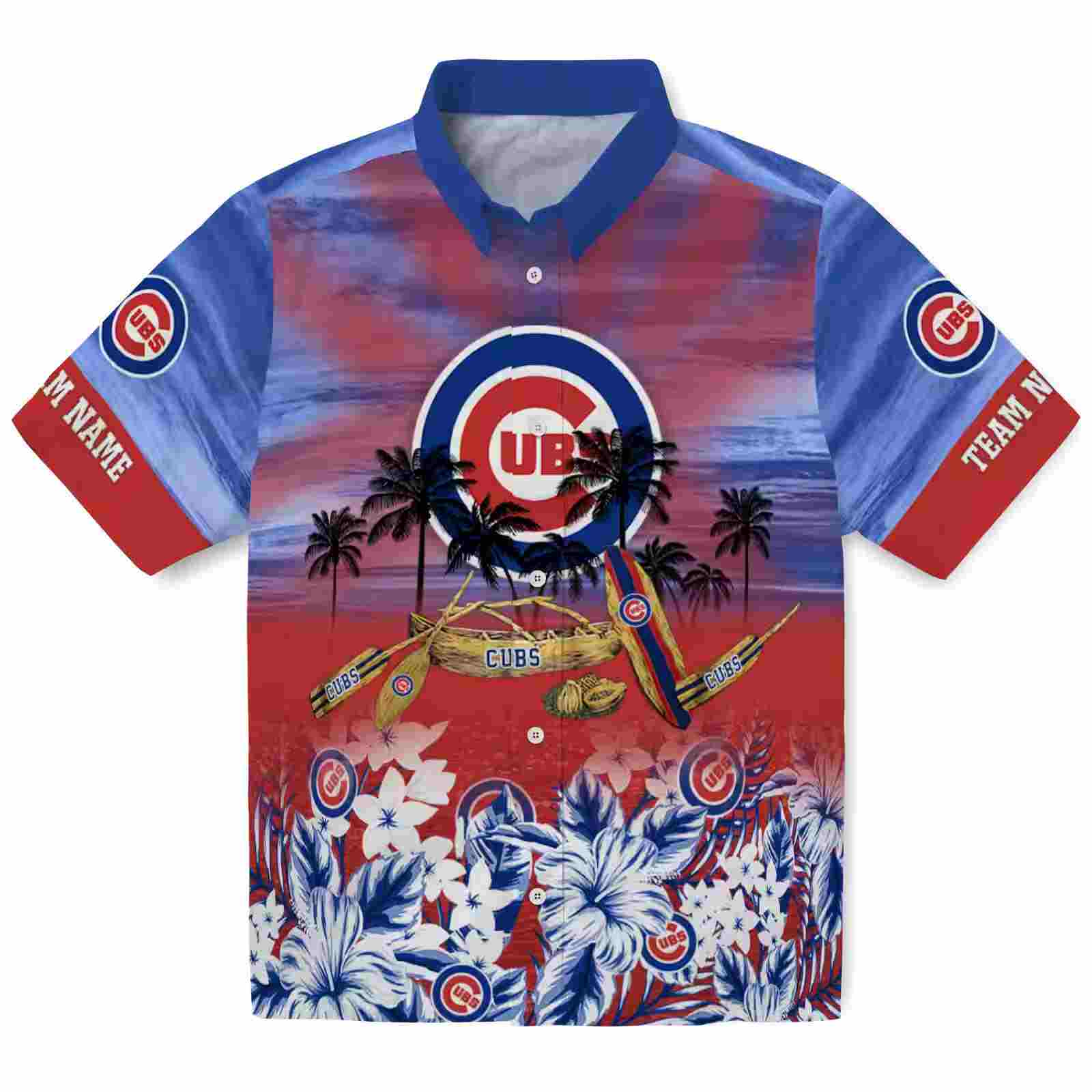 Customized Chicago Cubs Tropical Canoe Blue Hawaiian Shirt