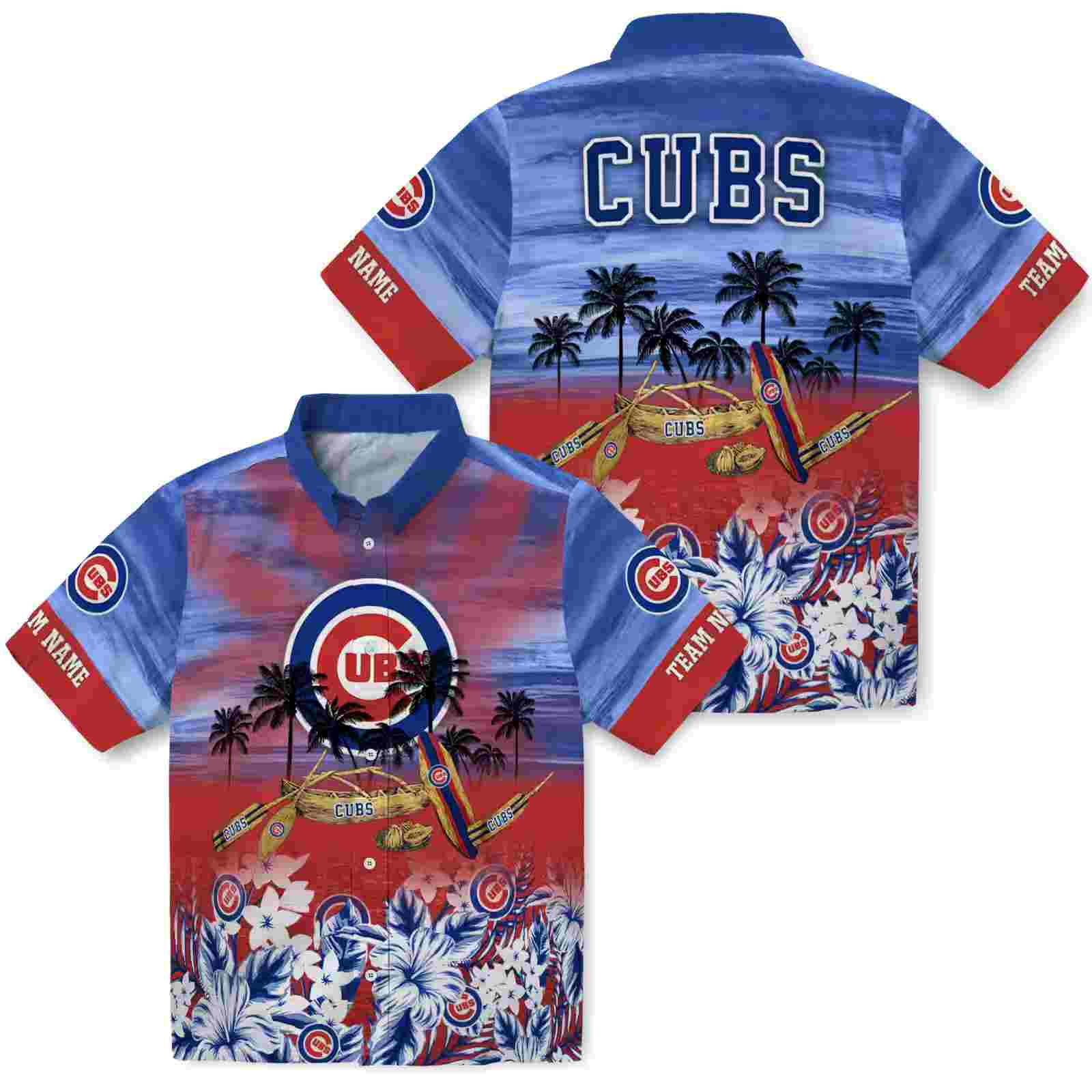 customized chicago cubs tropical canoe blue hawaiian shirt high quality