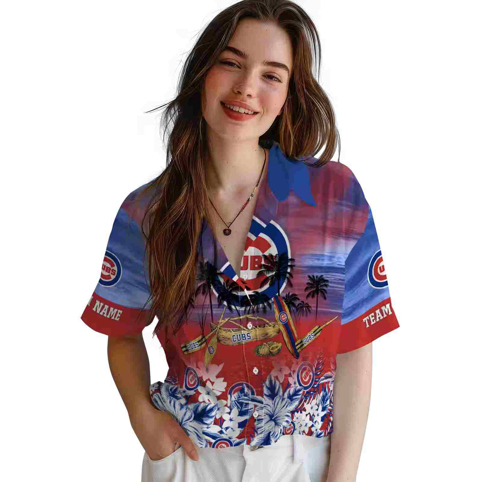 customized chicago cubs tropical canoe blue hawaiian shirt latest model