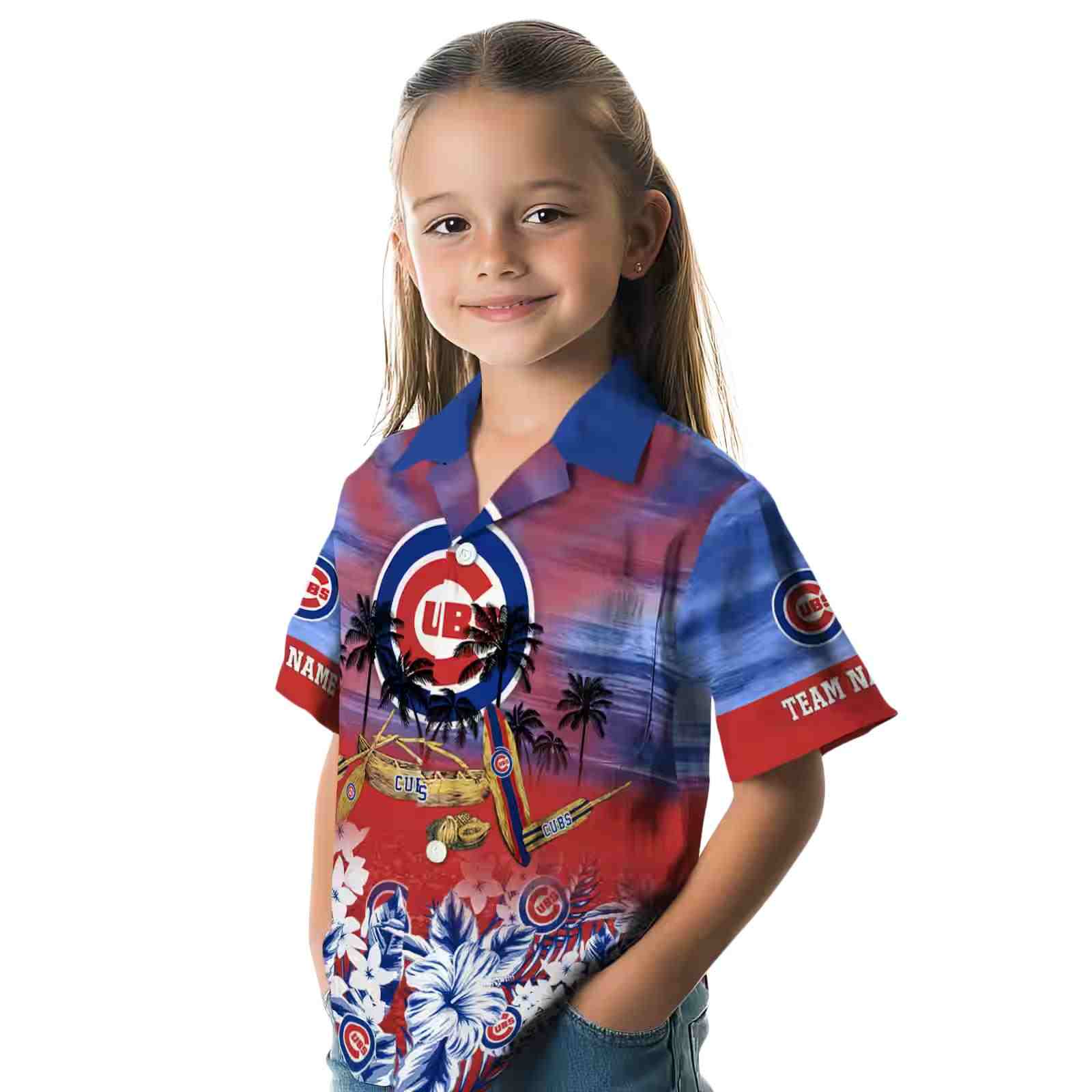 customized chicago cubs tropical canoe blue hawaiian shirt premium grade