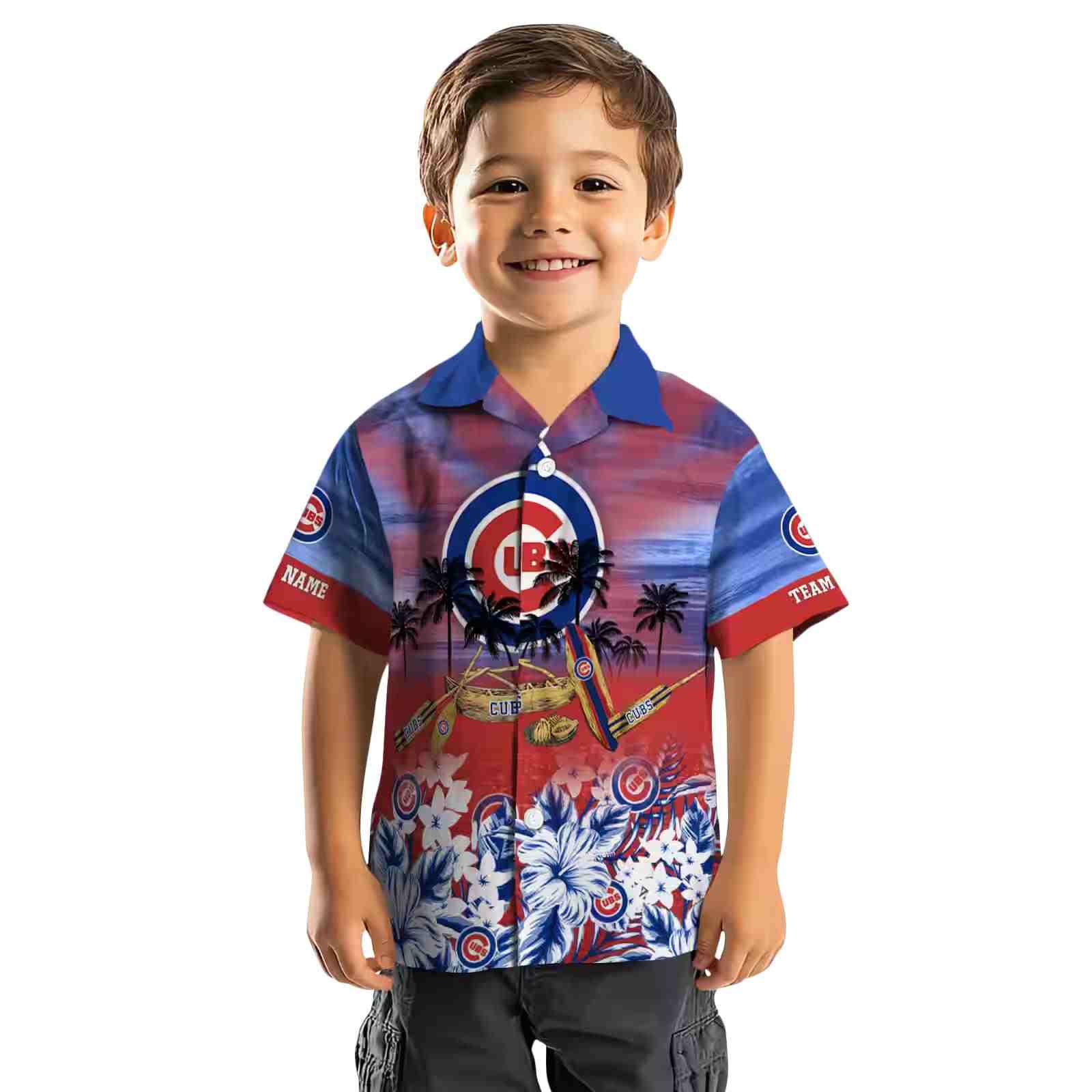 customized chicago cubs tropical canoe blue hawaiian shirt top rated