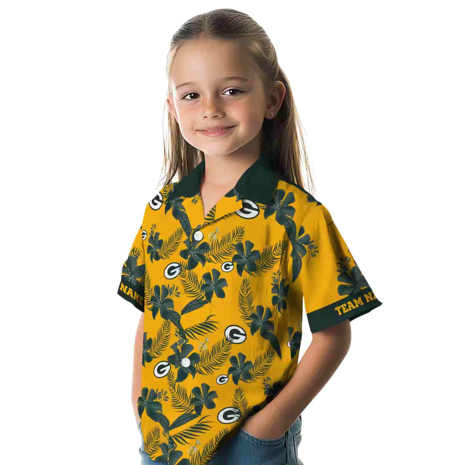 customized green bay packers botanical print gold hawaiian shirt premium grade