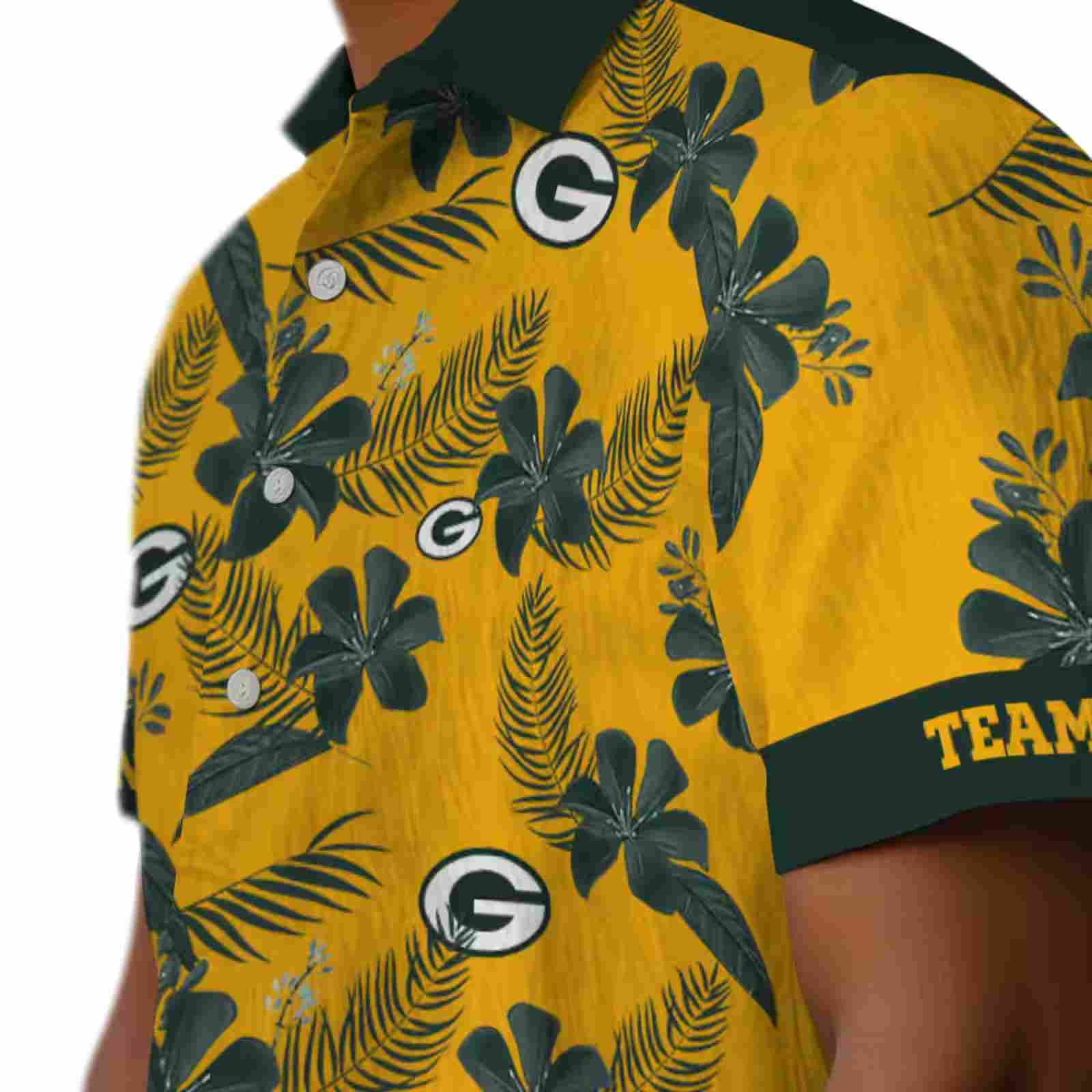 customized green bay packers botanical print gold hawaiian shirt trendy