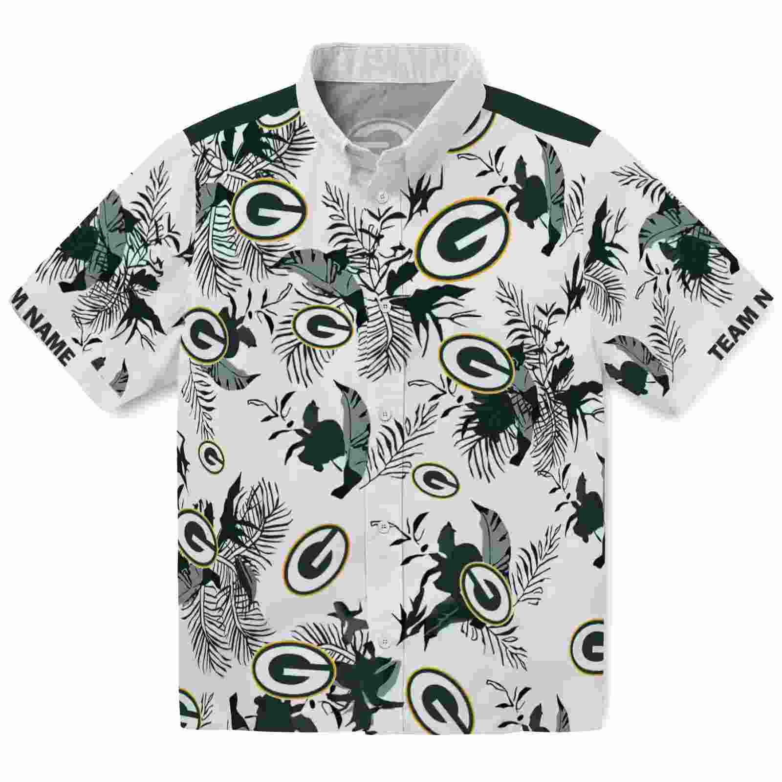 Customized Green Bay Packers Botanical Theme Green White Hawaiian Shirt