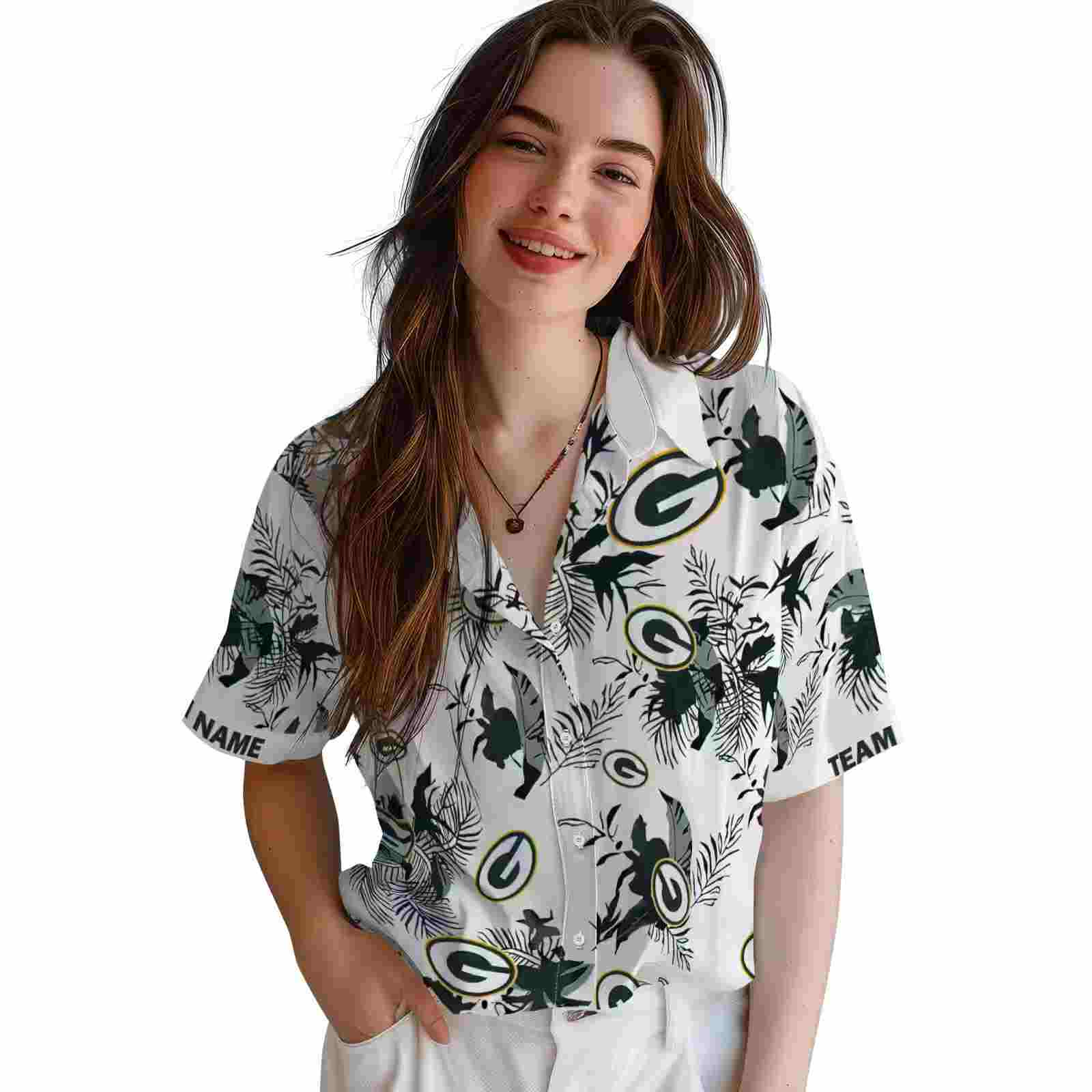 customized green bay packers botanical theme green white hawaiian shirt latest model