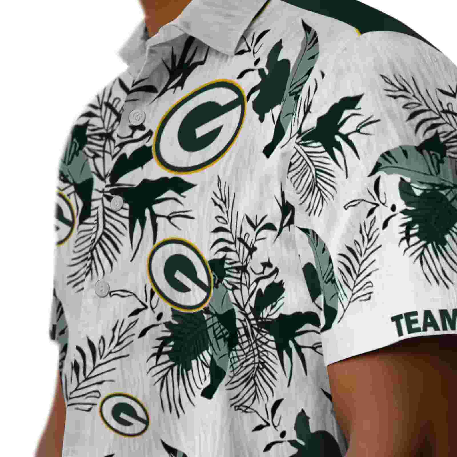 customized green bay packers botanical theme green white hawaiian shirt trendy