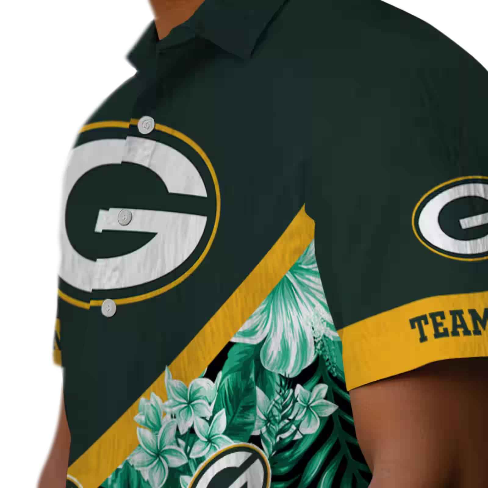 customized green bay packers floral chevron green hawaiian shirt trendy