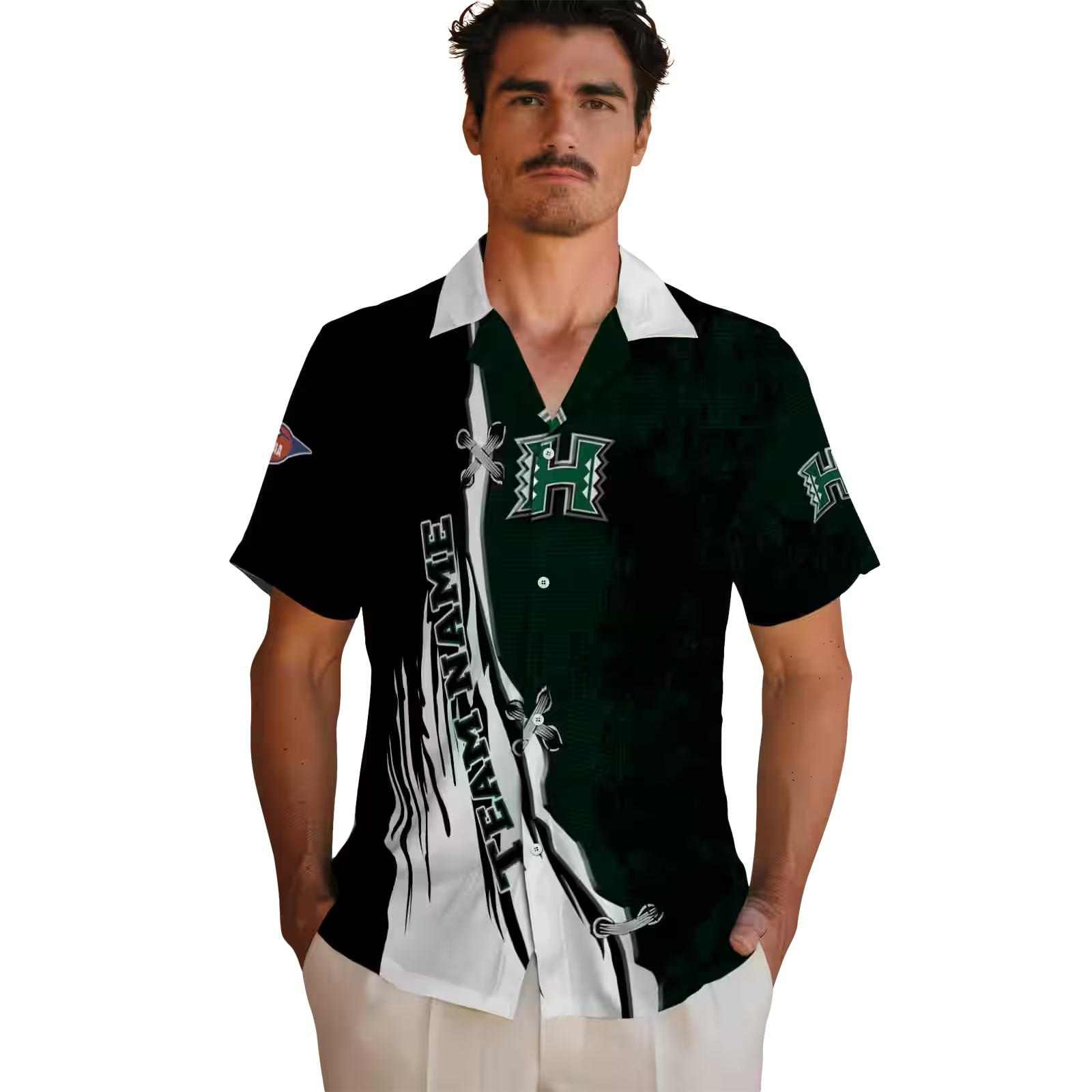 customized hawaii rainbow warriors edgy streaks green white hawaiian shirt fashion forward