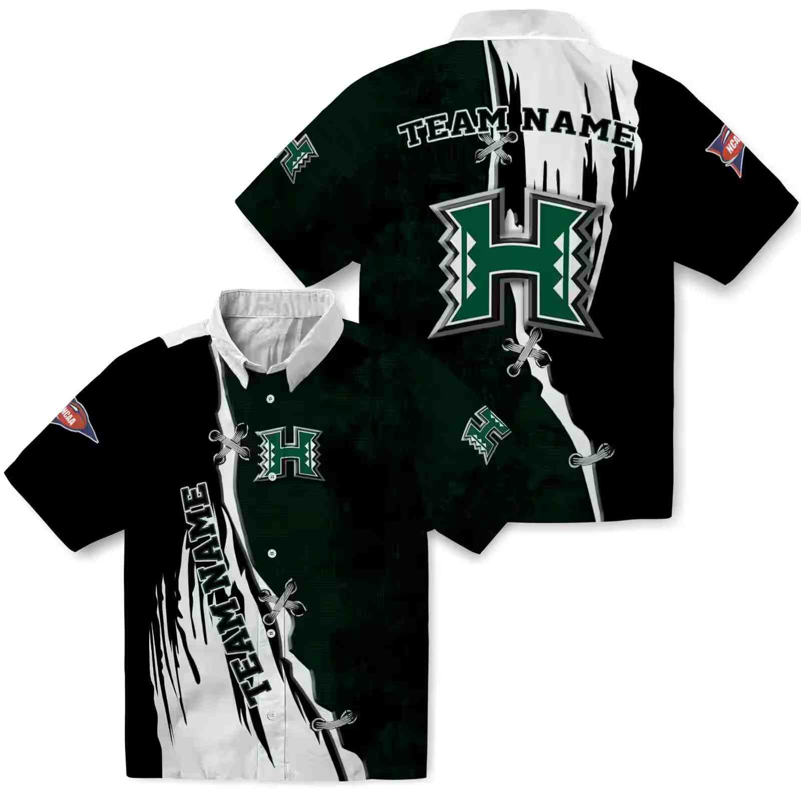 customized hawaii rainbow warriors edgy streaks green white hawaiian shirt high quality