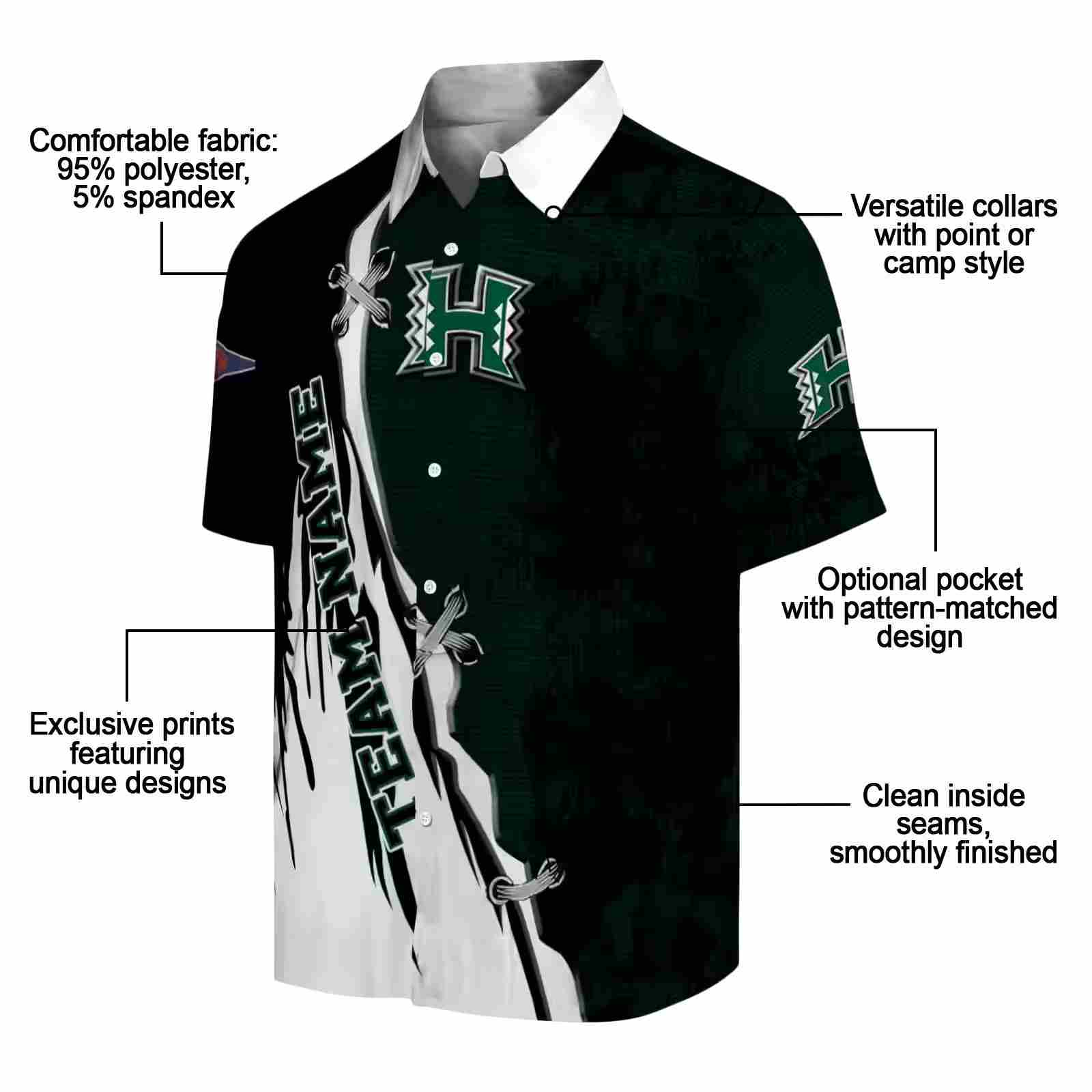 customized hawaii rainbow warriors edgy streaks green white hawaiian shirt new arrival