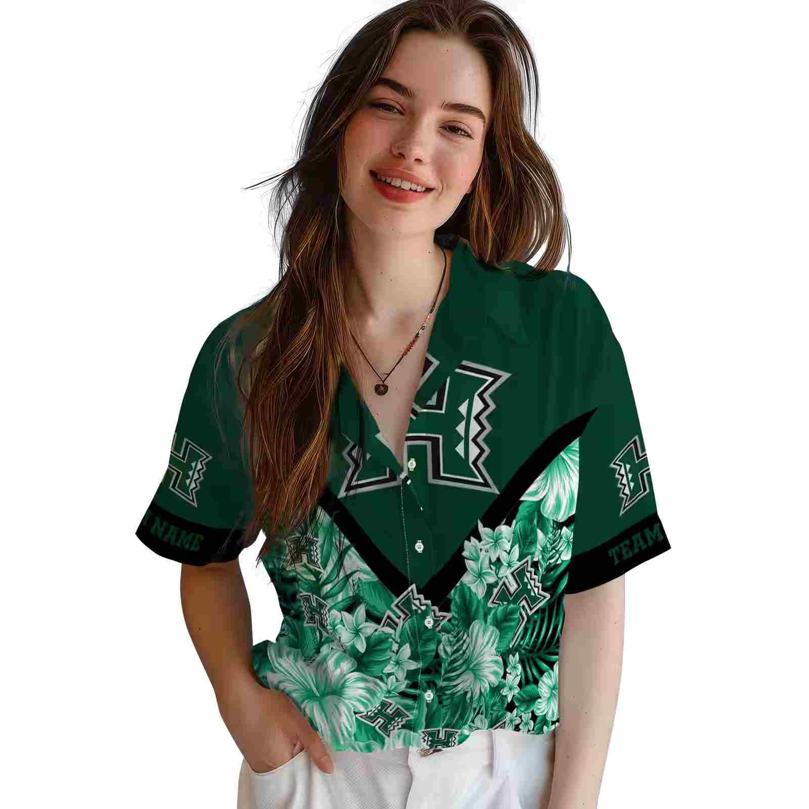 customized hawaii rainbow warriors floral chevron green hawaiian shirt latest model