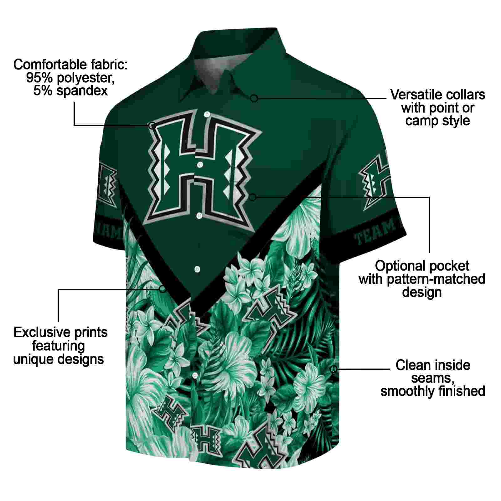 customized hawaii rainbow warriors floral chevron green hawaiian shirt new arrival