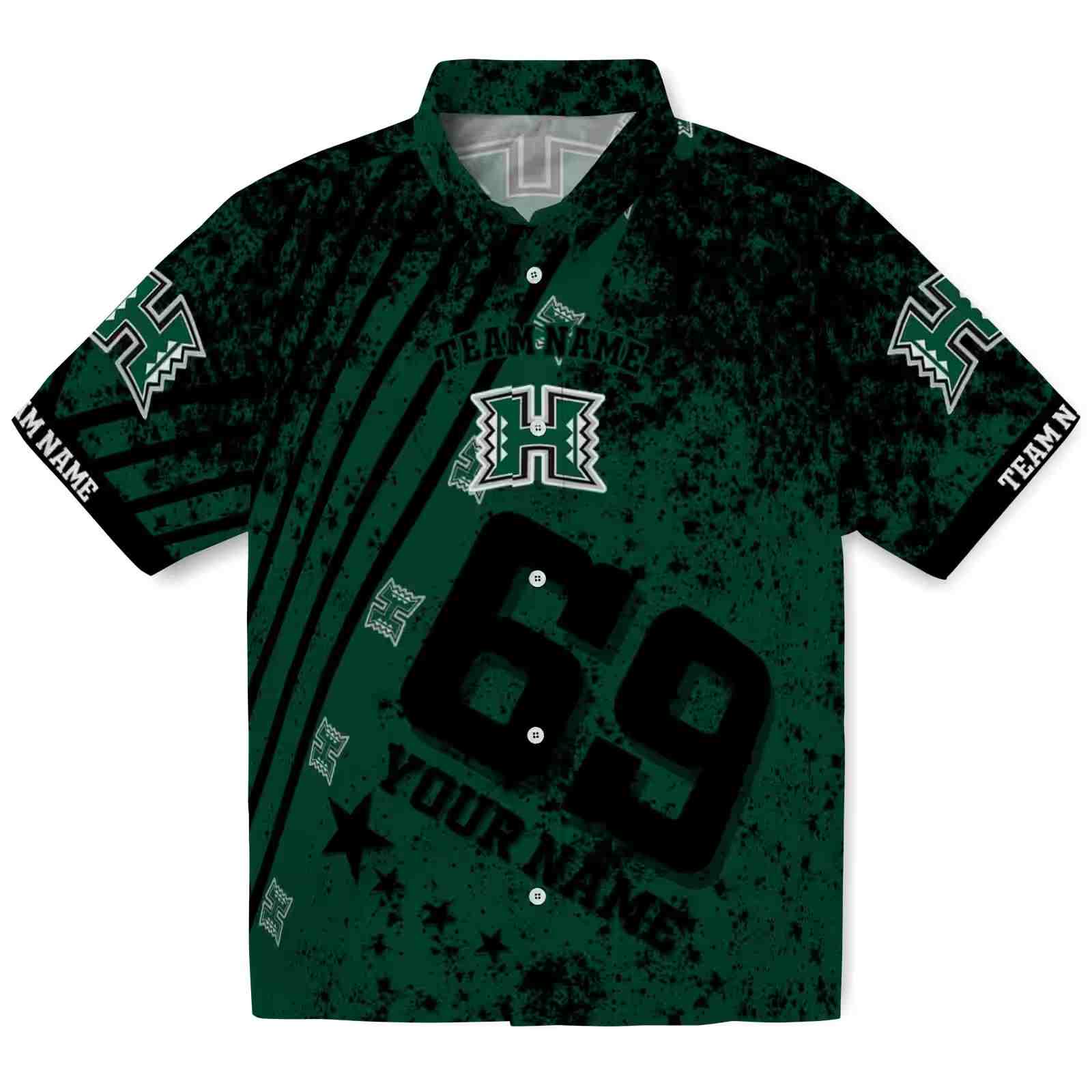 Customized Hawaii Rainbow Warriors Star Stripes Green Hawaiian Shirt