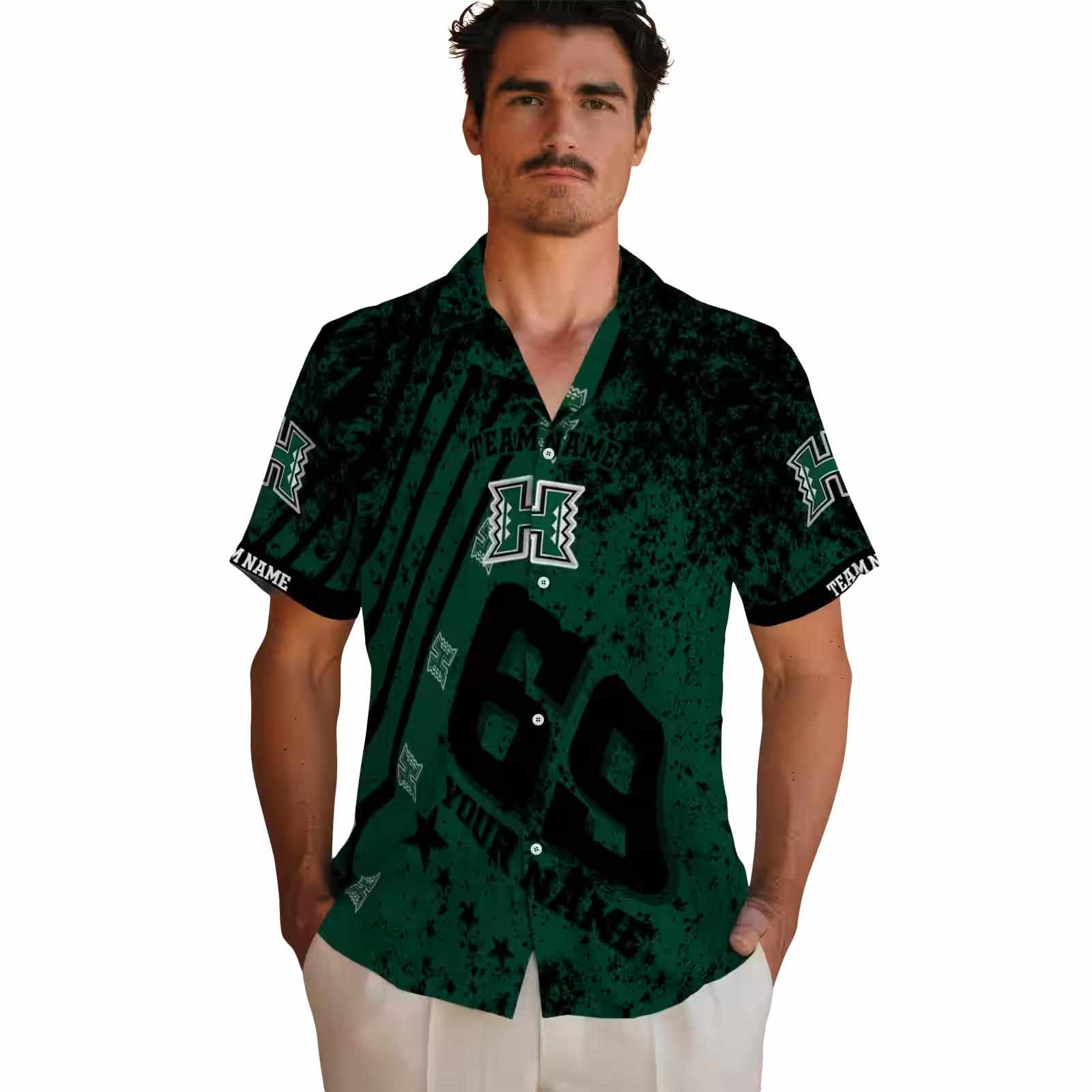 customized hawaii rainbow warriors star stripes green hawaiian shirt fashion forward