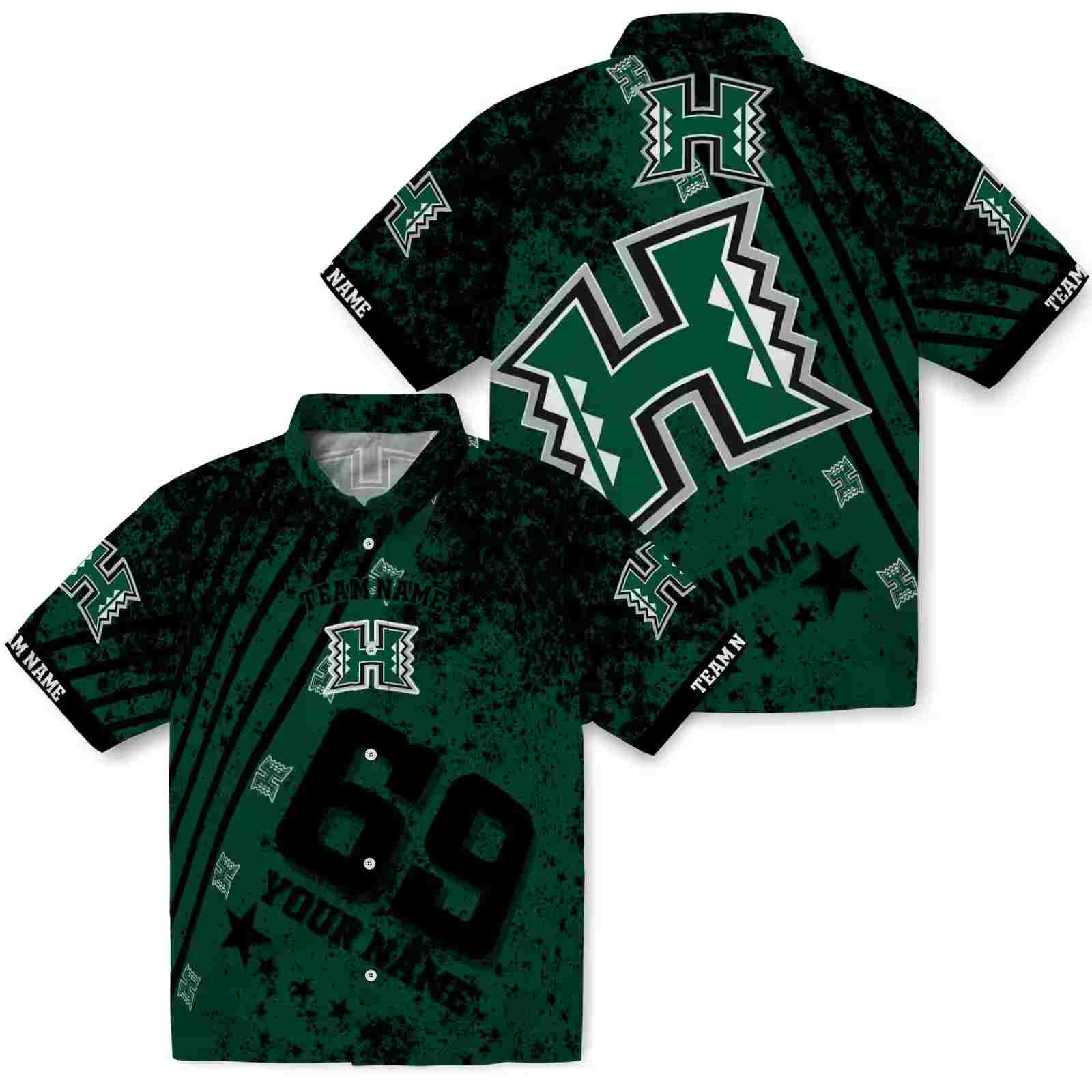 customized hawaii rainbow warriors star stripes green hawaiian shirt high quality