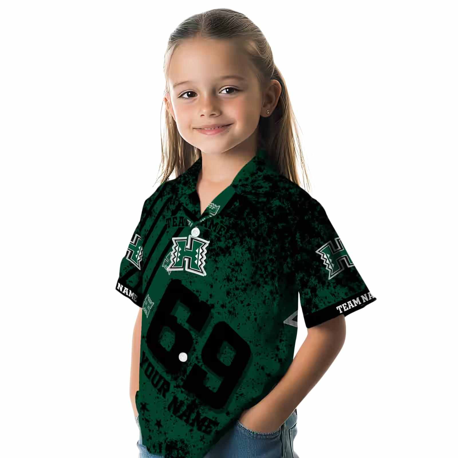 customized hawaii rainbow warriors star stripes green hawaiian shirt premium grade