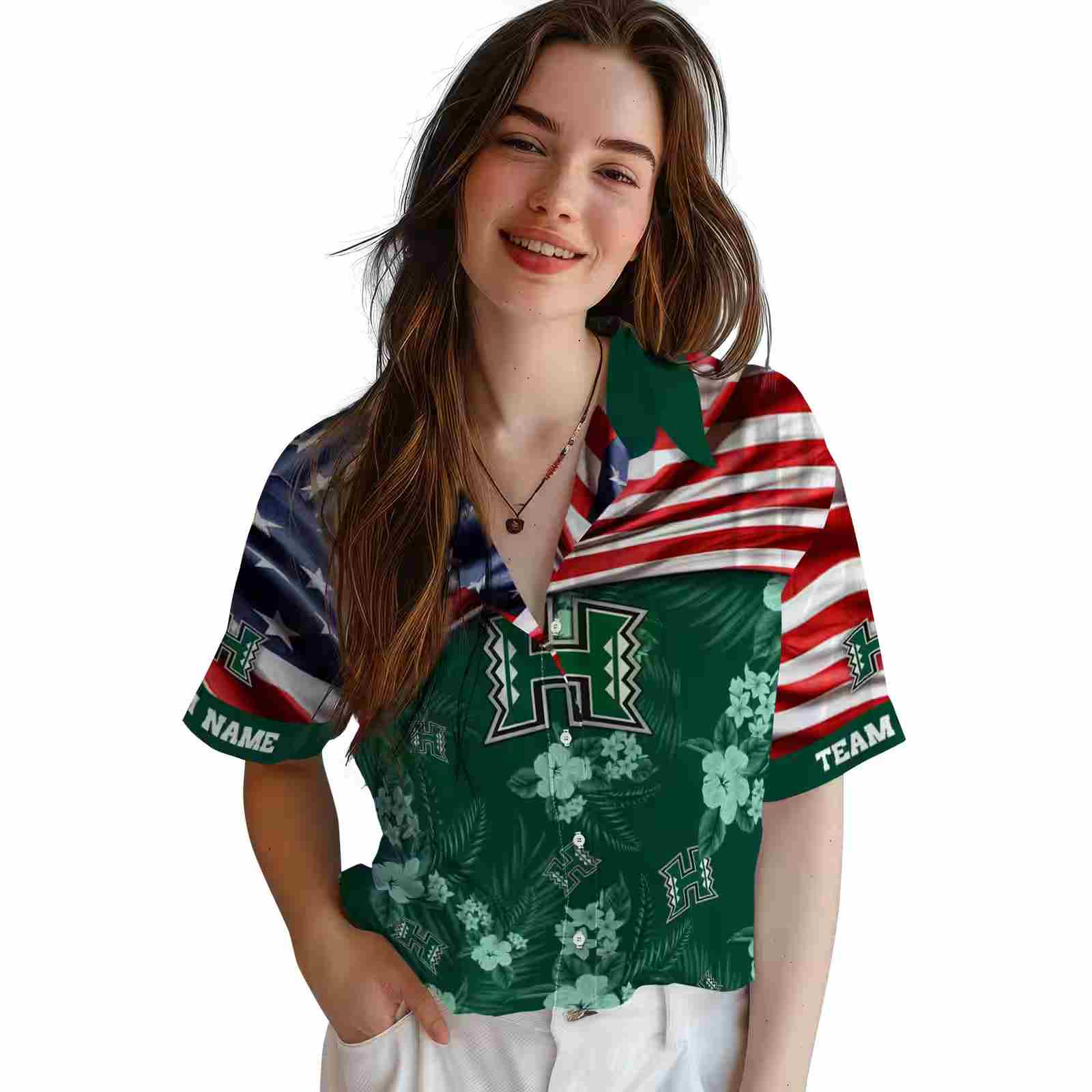 customized hawaii rainbow warriors us flag hibiscus green hawaiian shirt latest model