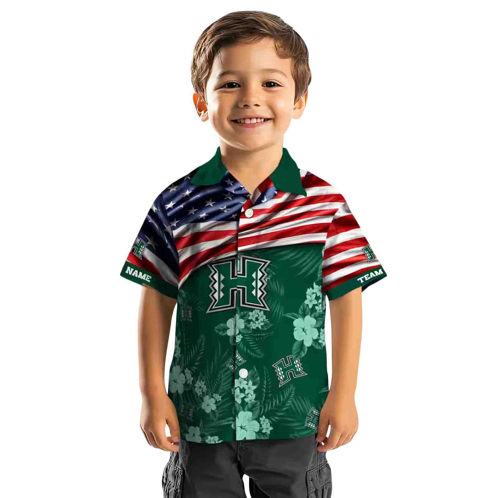 customized hawaii rainbow warriors us flag hibiscus green hawaiian shirt top rated