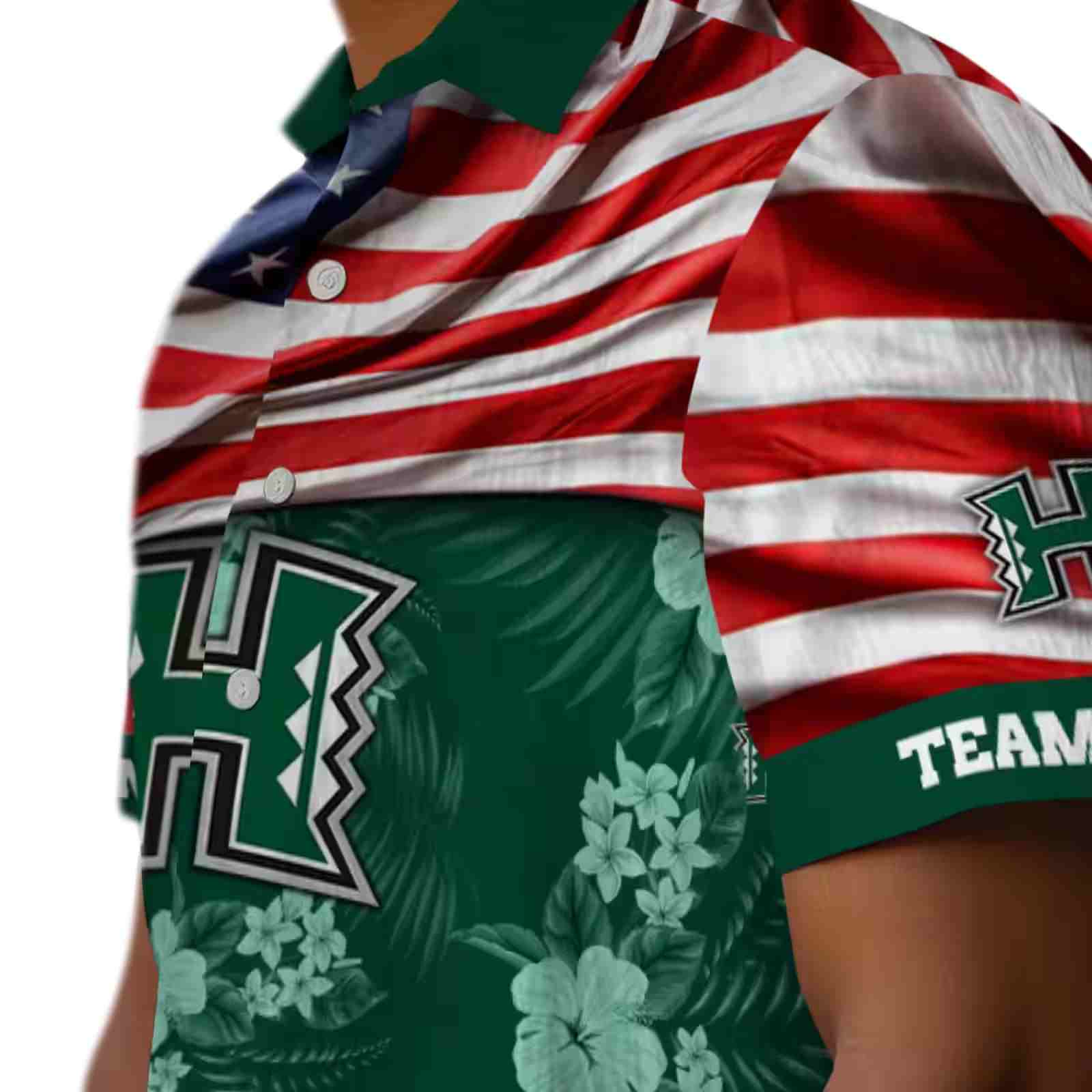 customized hawaii rainbow warriors us flag hibiscus green hawaiian shirt trendy