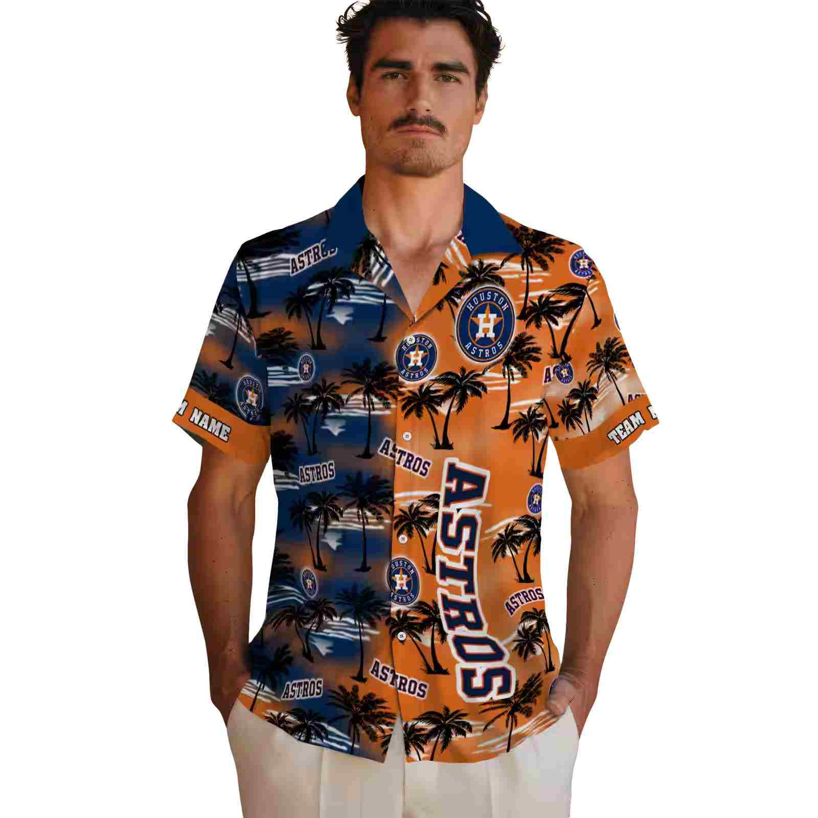 customized houston astros palm silhouettes blue hawaiian shirt fashion forward