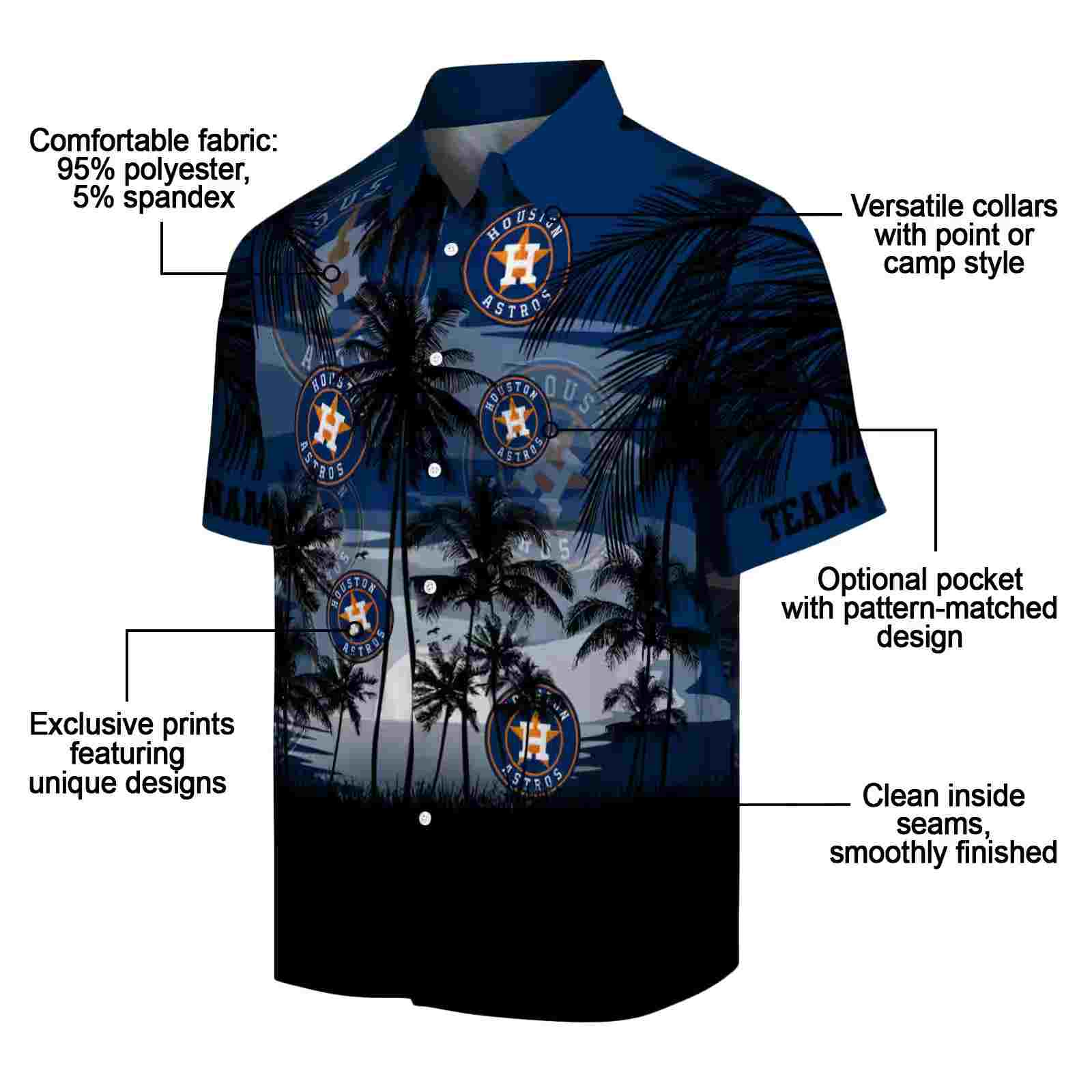 customized houston astros sunset scene blue black hawaiian shirt new arrival